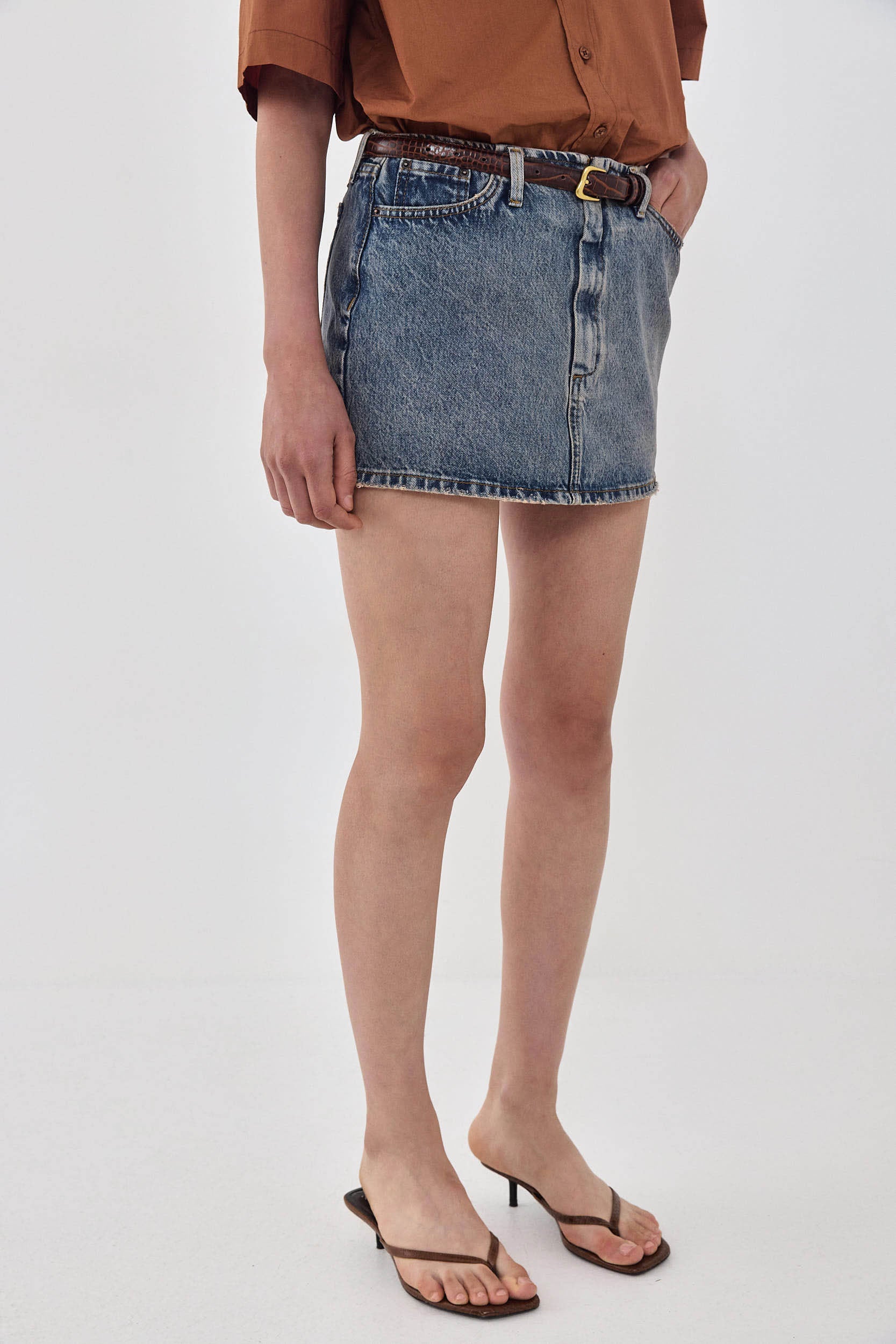 Denim Micro Mini Skirt - Image 4
