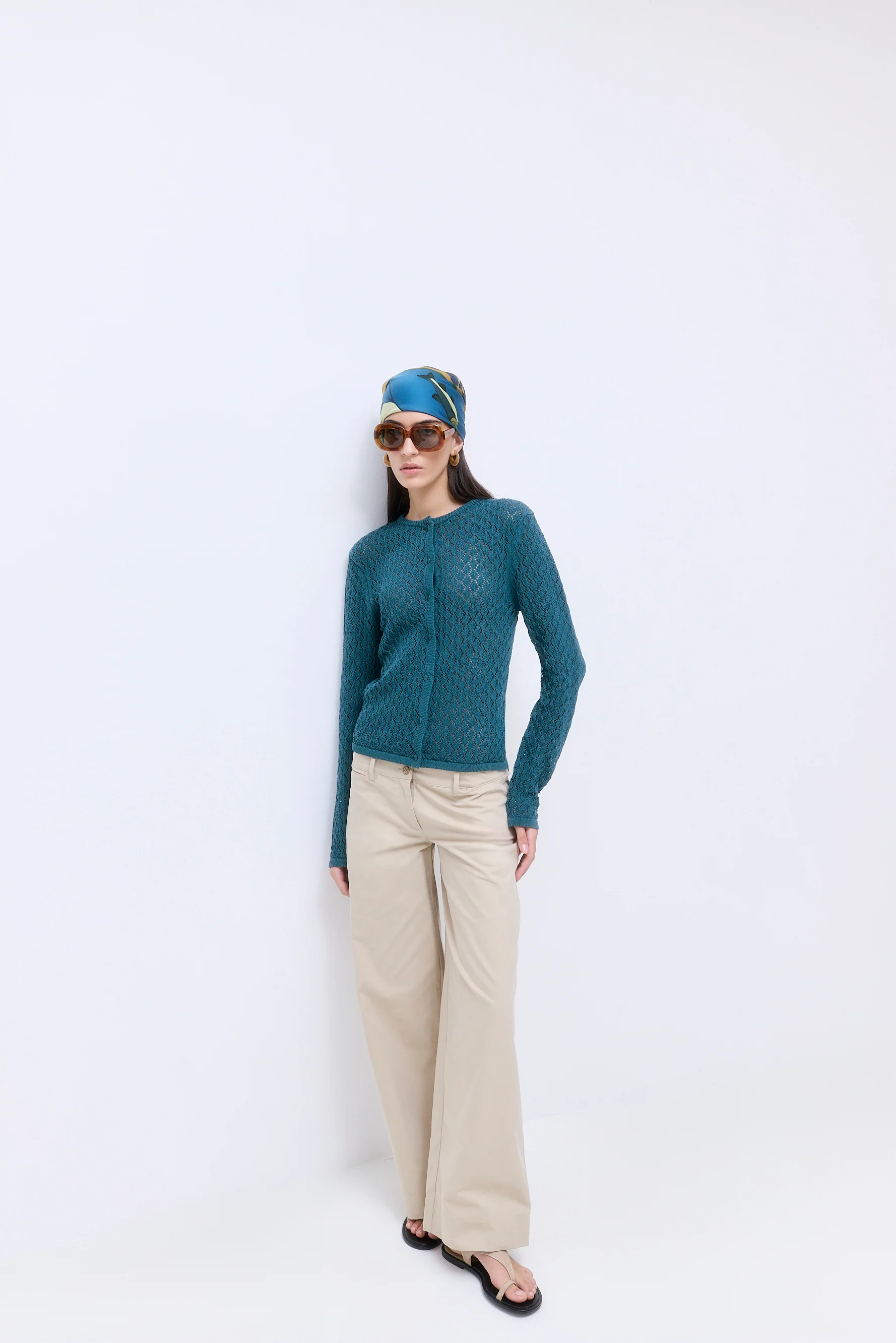 Diamond Knit Crochet Cardigan - Image 3