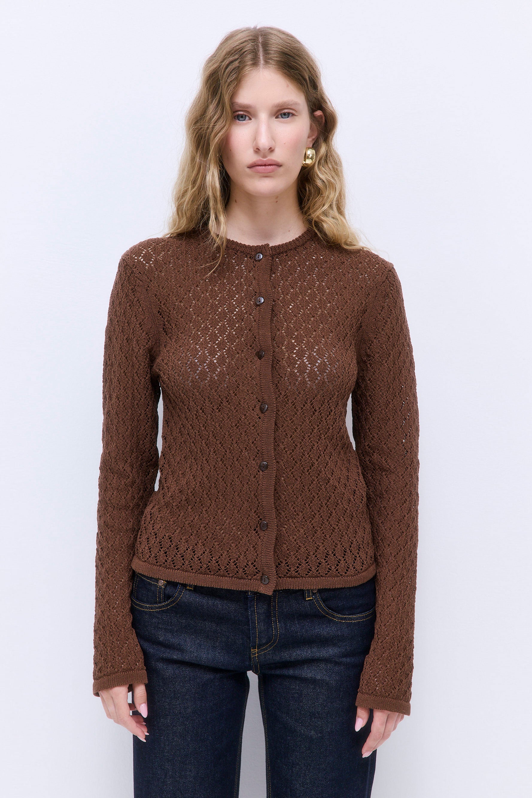 Diamond Knit Crochet Cardigan