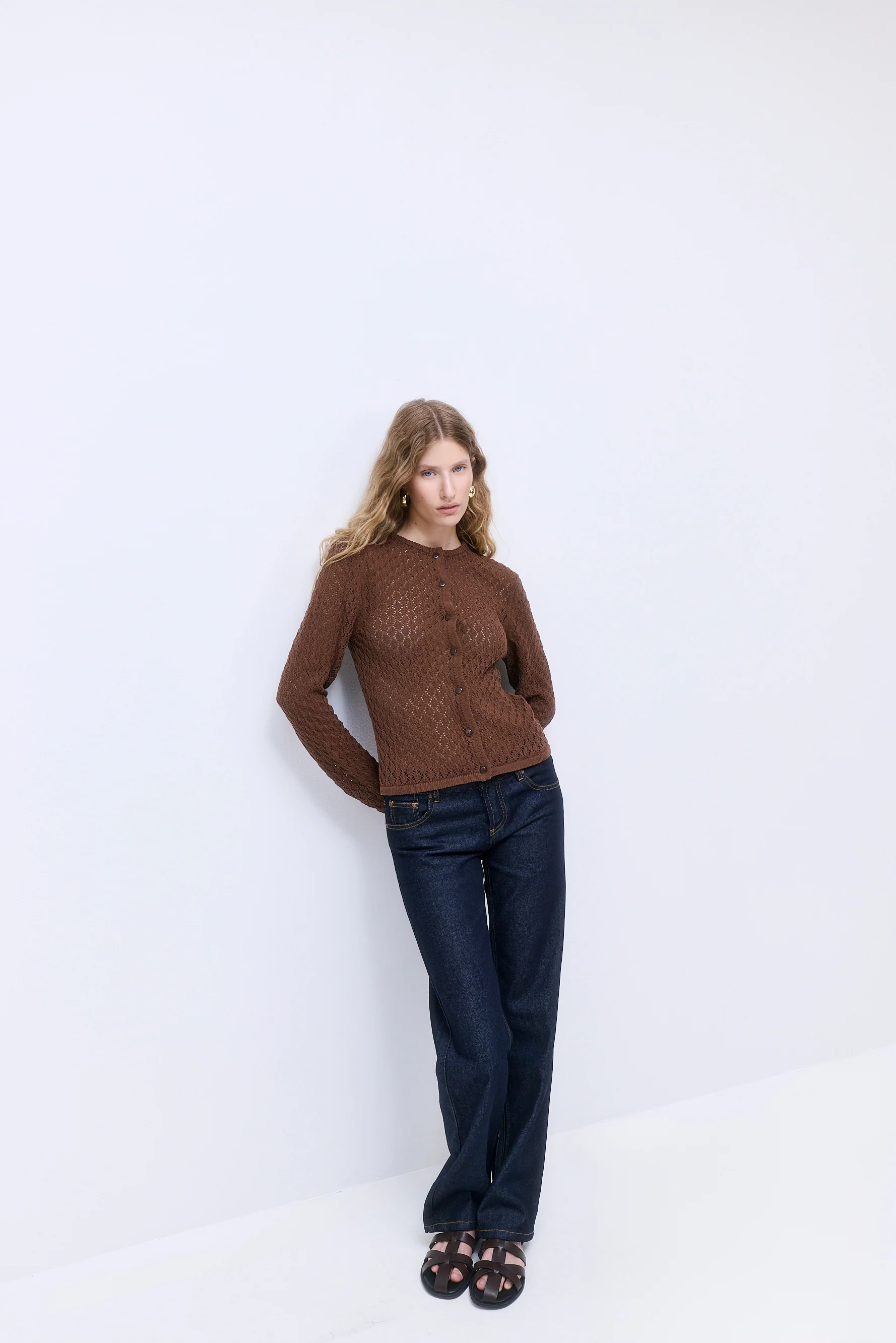 Diamond Knit Crochet Cardigan - Image 3