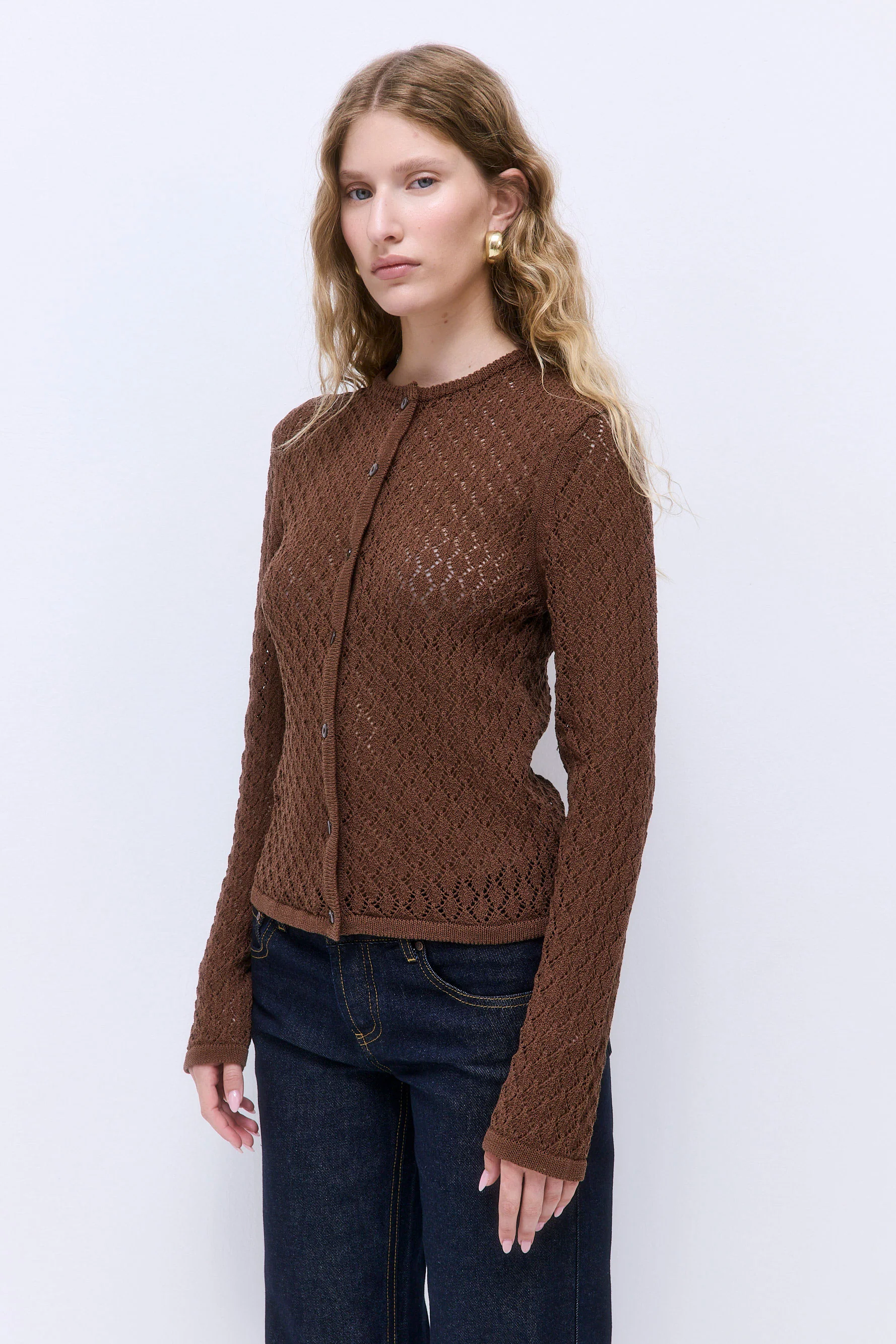 Diamond Knit Crochet Cardigan - Image 4