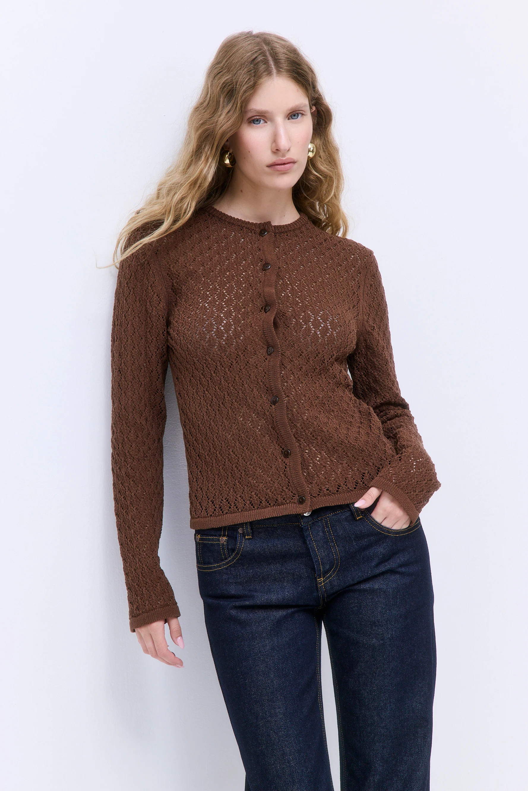 Diamond Knit Crochet Cardigan - Image 7