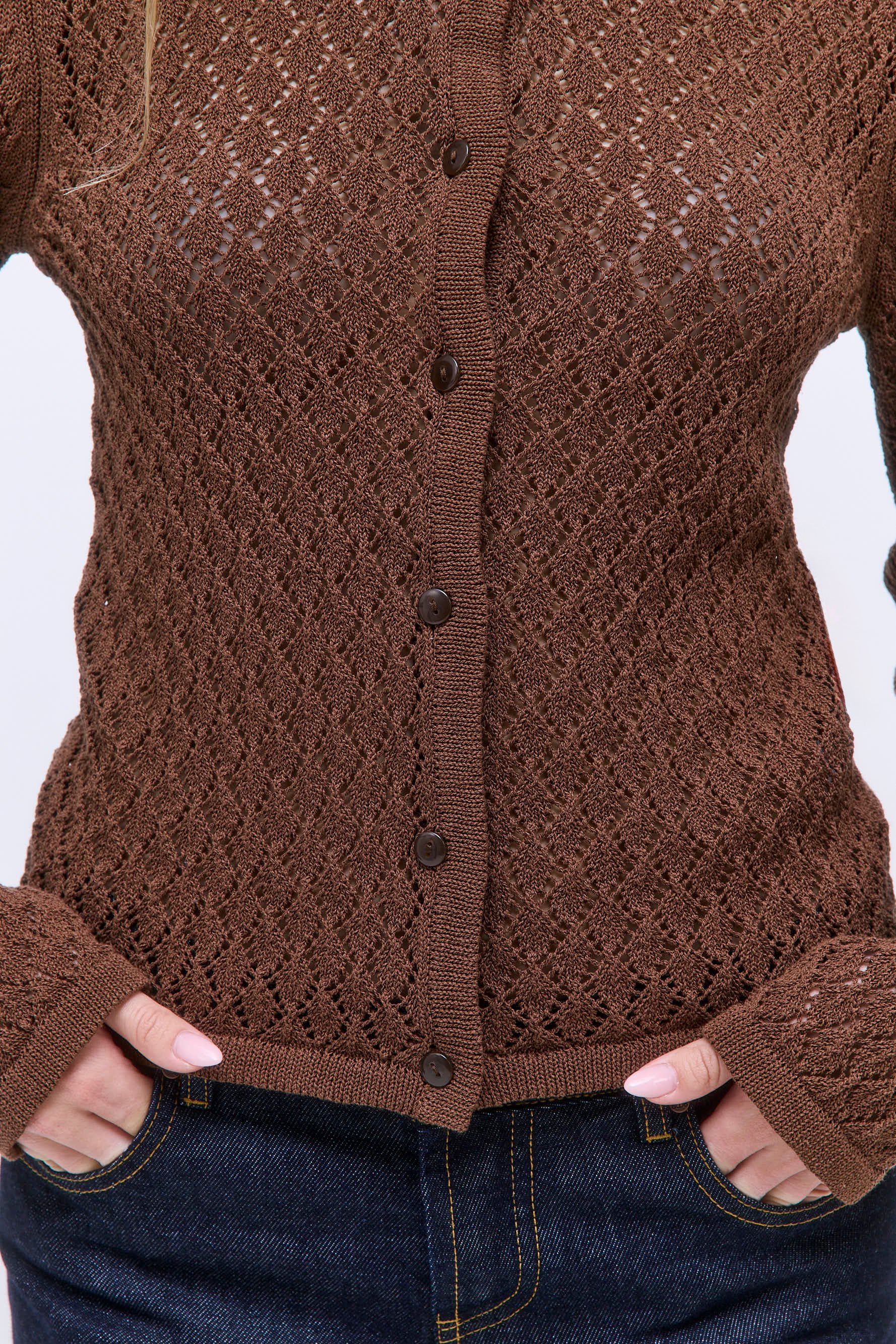 Diamond Knit Crochet Cardigan - Image 8