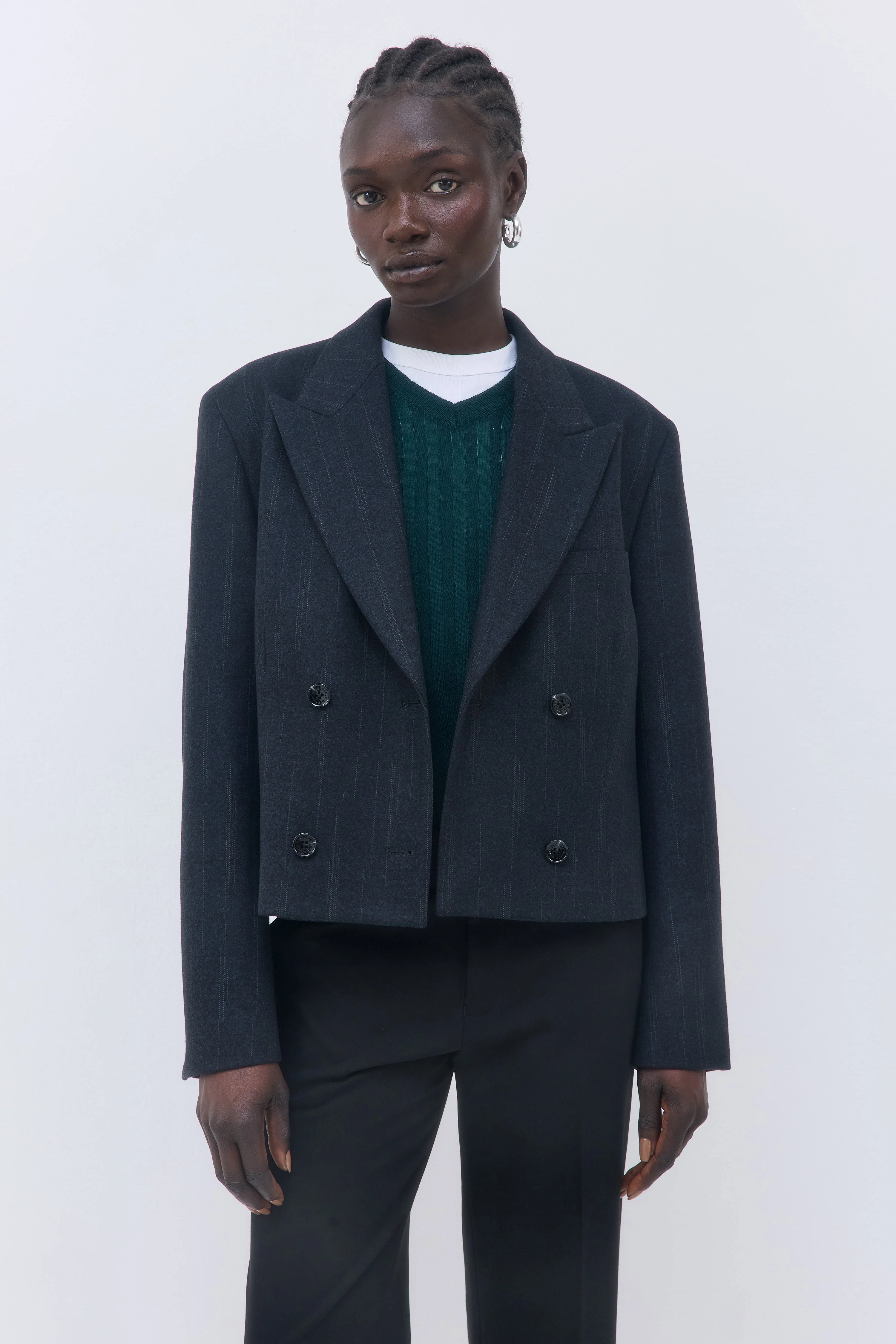 Double Breasted Cropped Blazer - Image 2