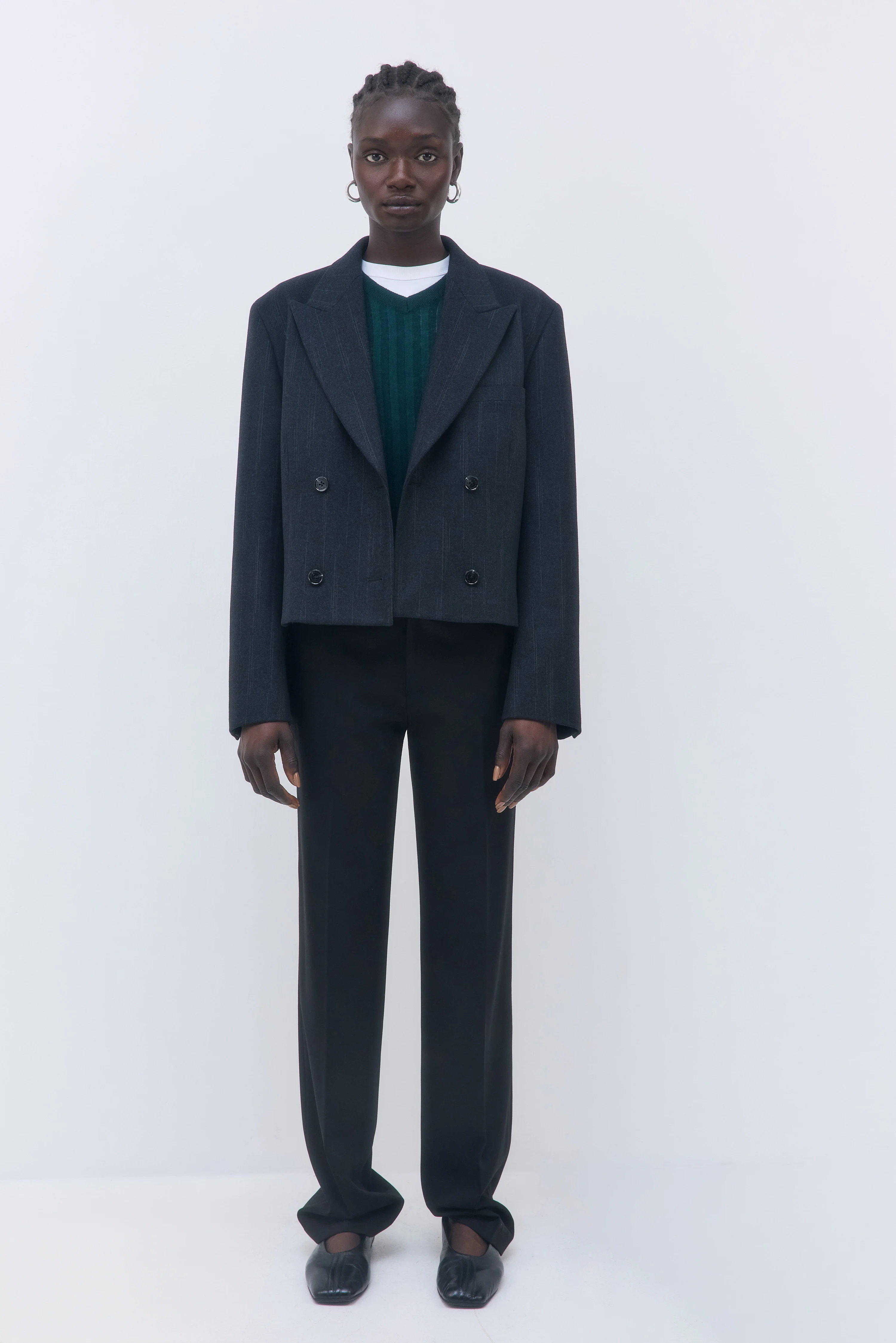 Double Breasted Cropped Blazer - Image 3