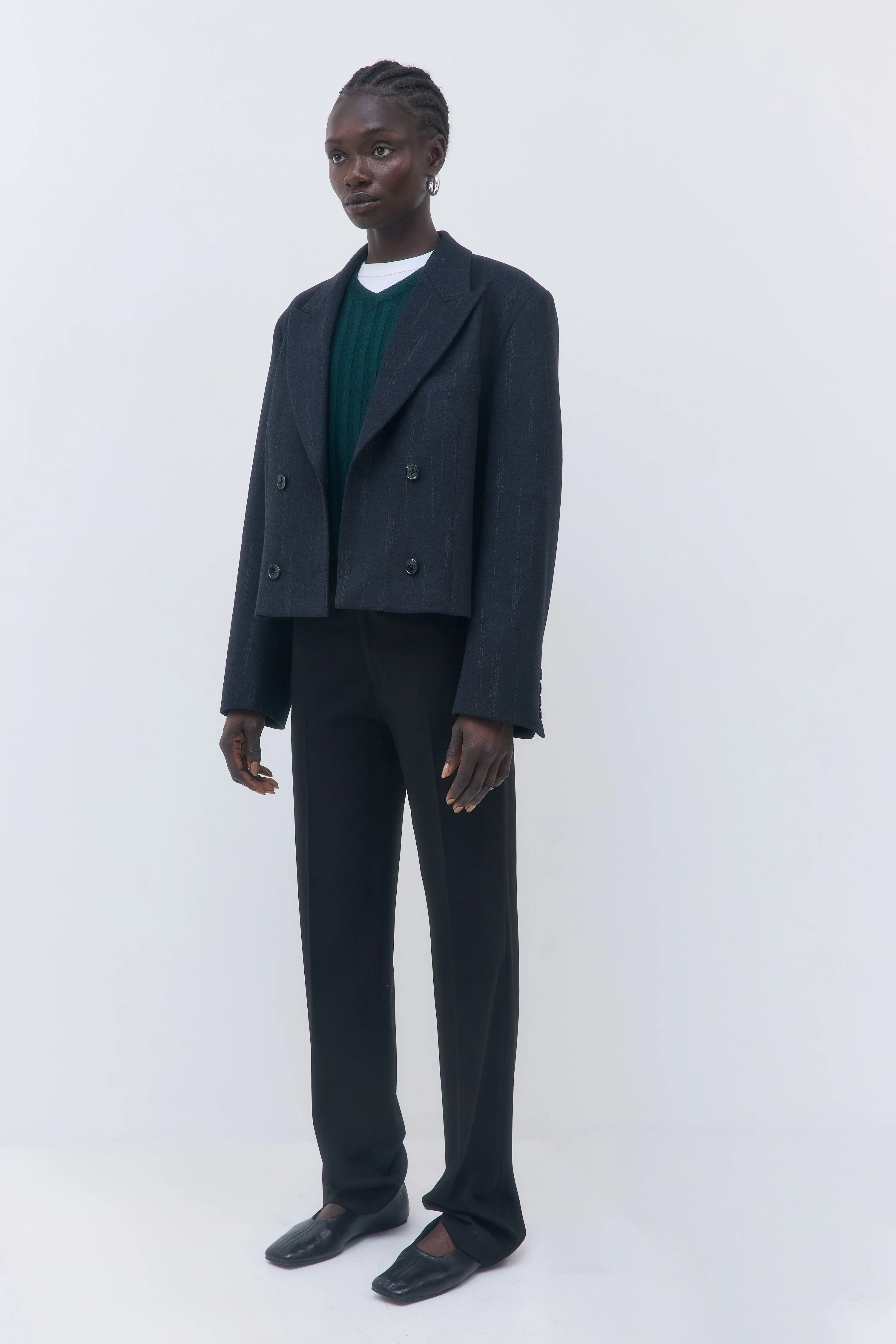 Double Breasted Cropped Blazer - Image 4