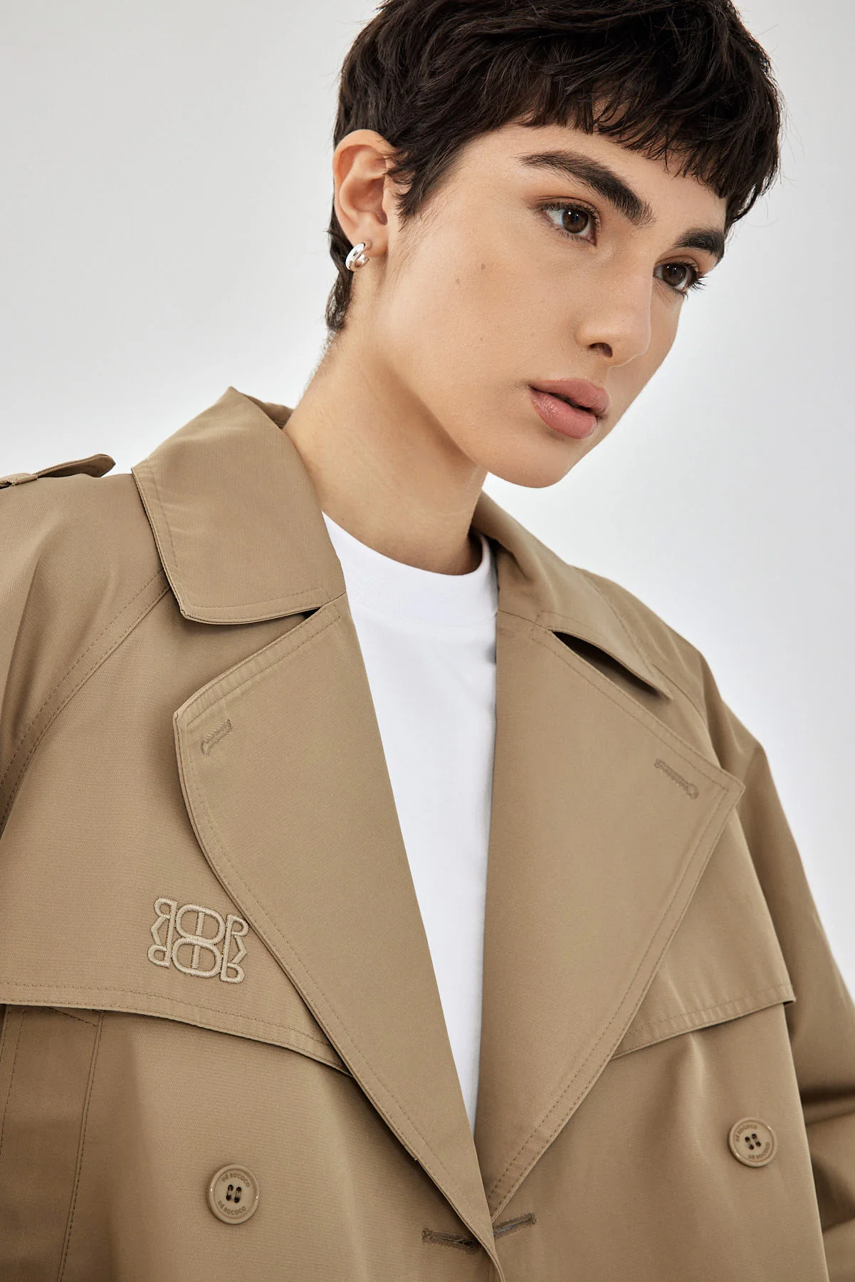 Double Breasted Cropped Trench Coat - Image 8