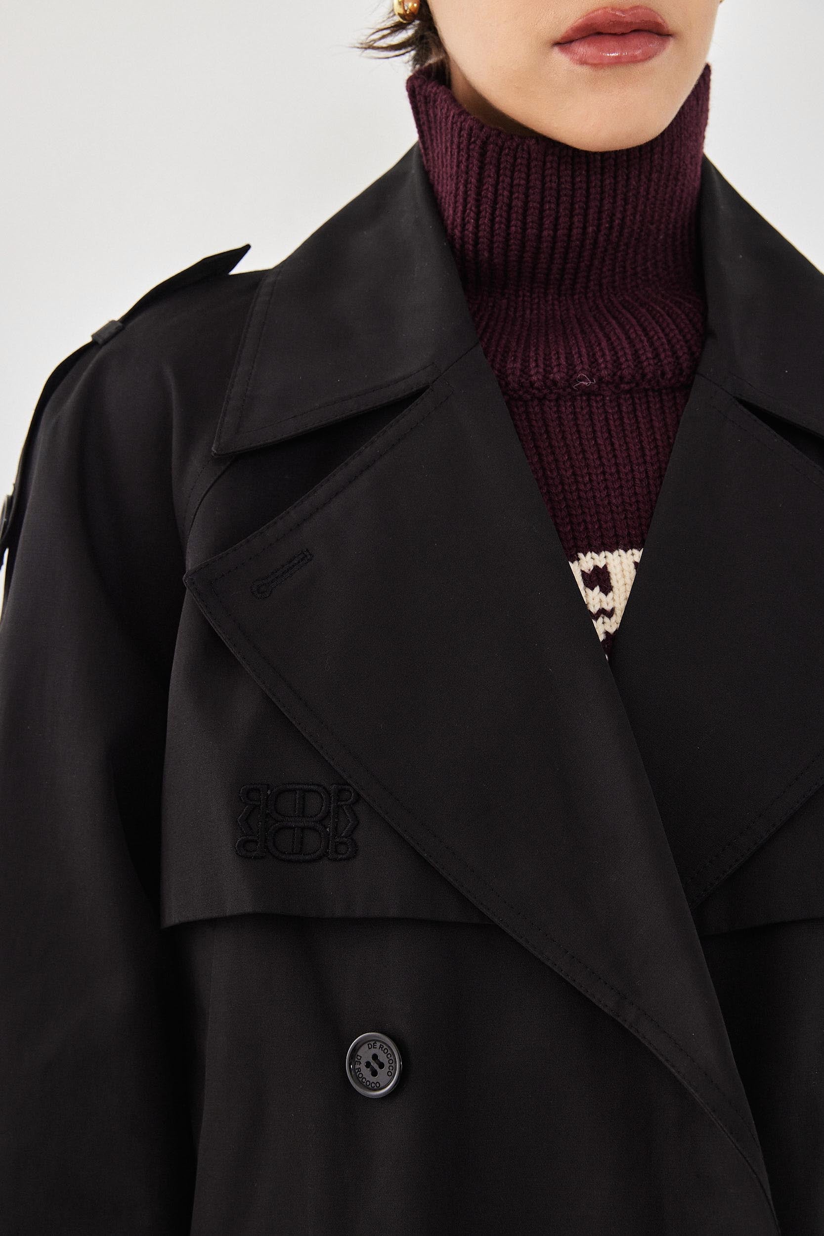 Double Breasted Cropped Trench Coat - Image 7