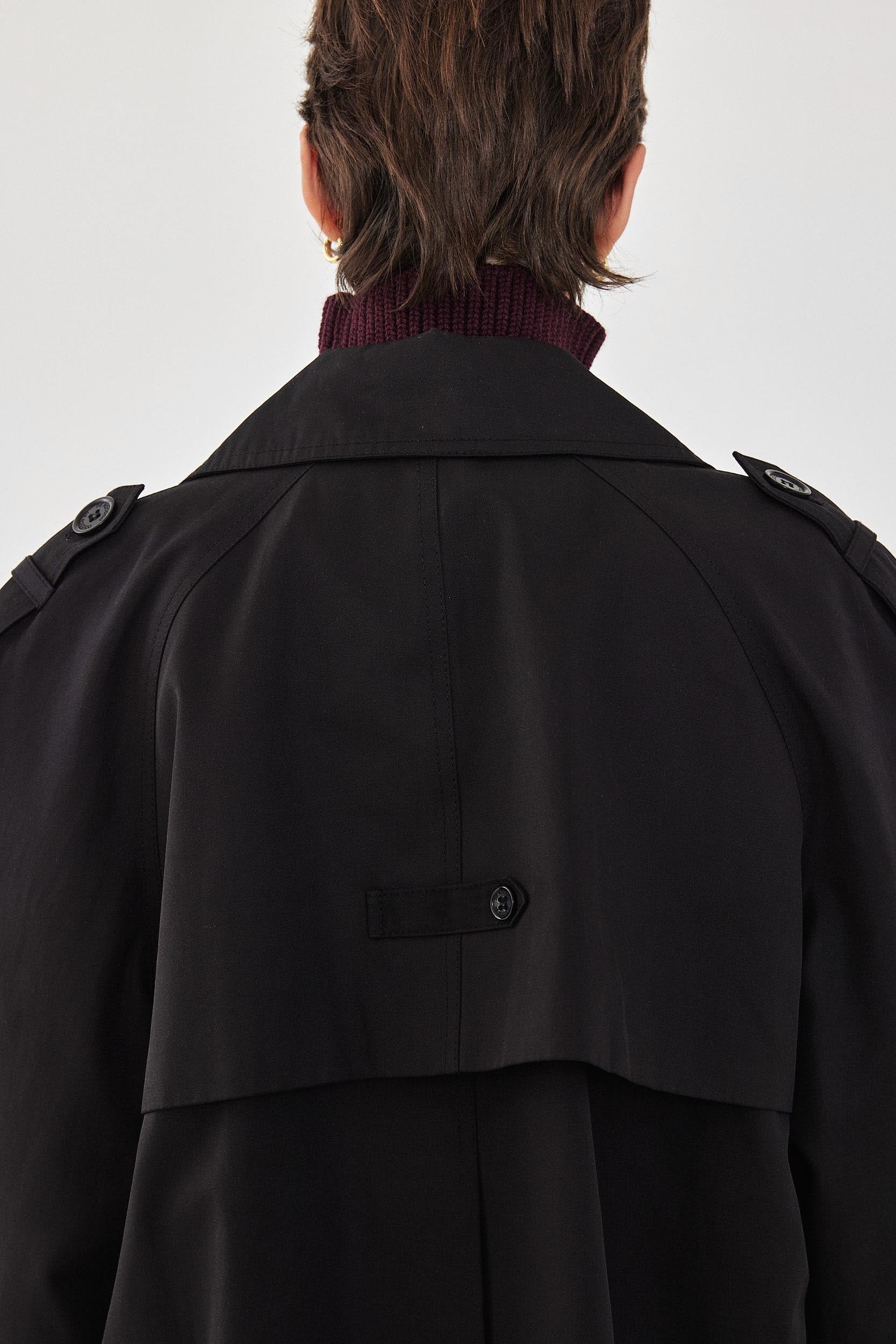 Double Breasted Cropped Trench Coat - Image 8