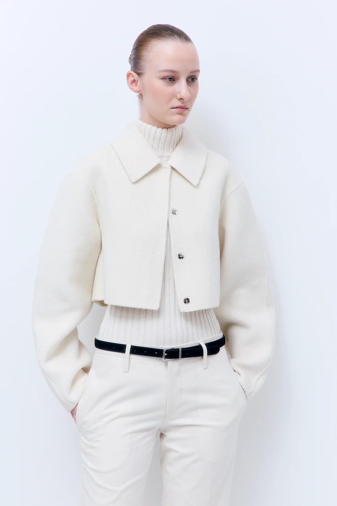 Double Wool Cropped Jacket - Image 8