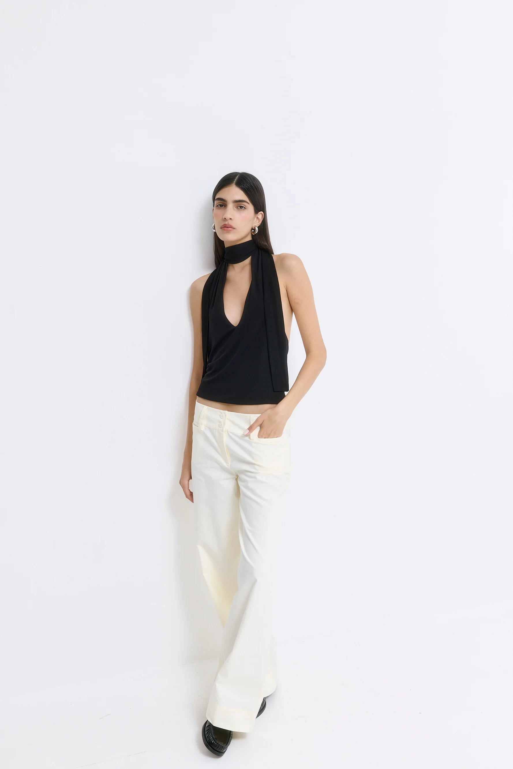 Draped Jersey Deep V Top - Image 3