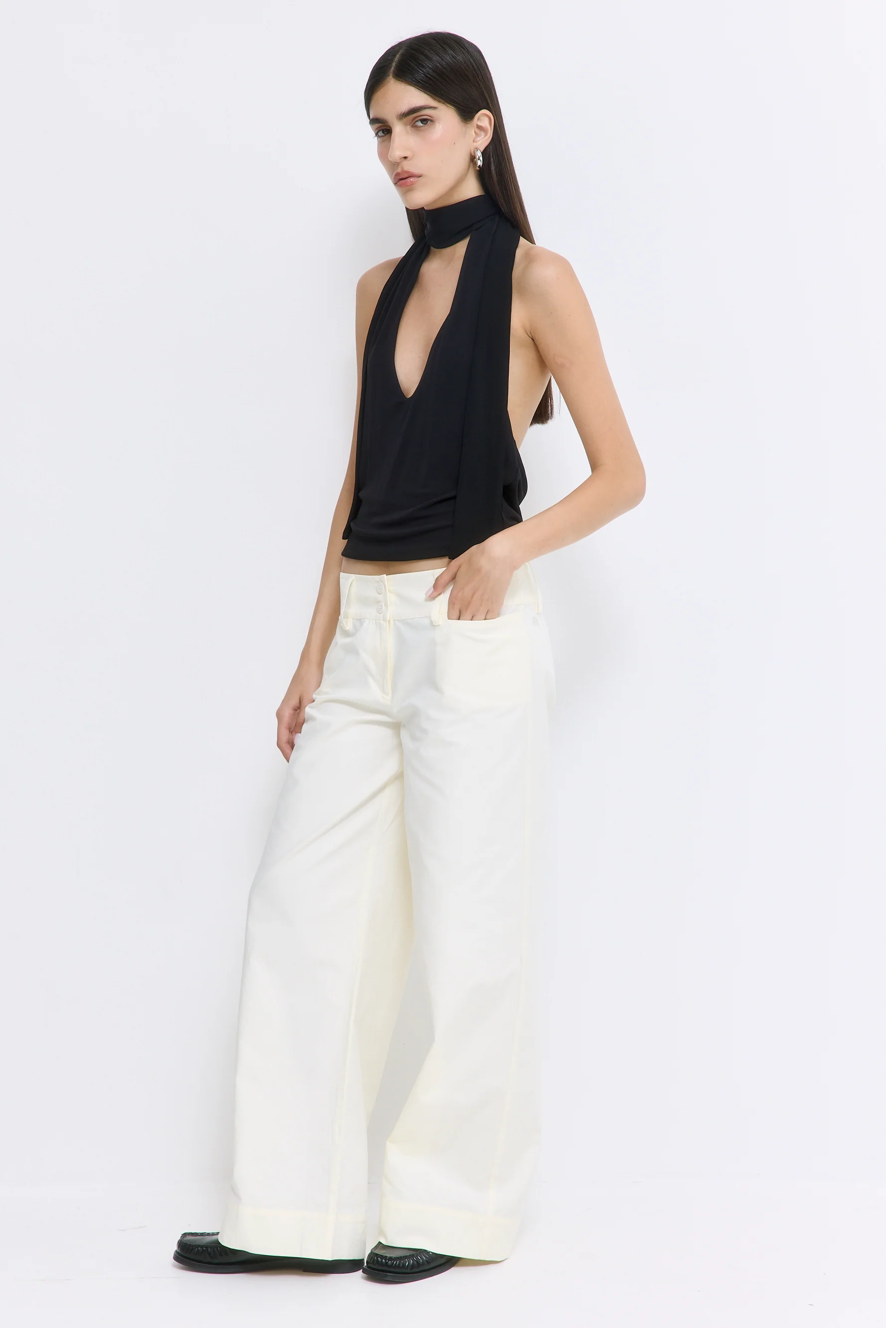 Draped Jersey Deep V Top - Image 4