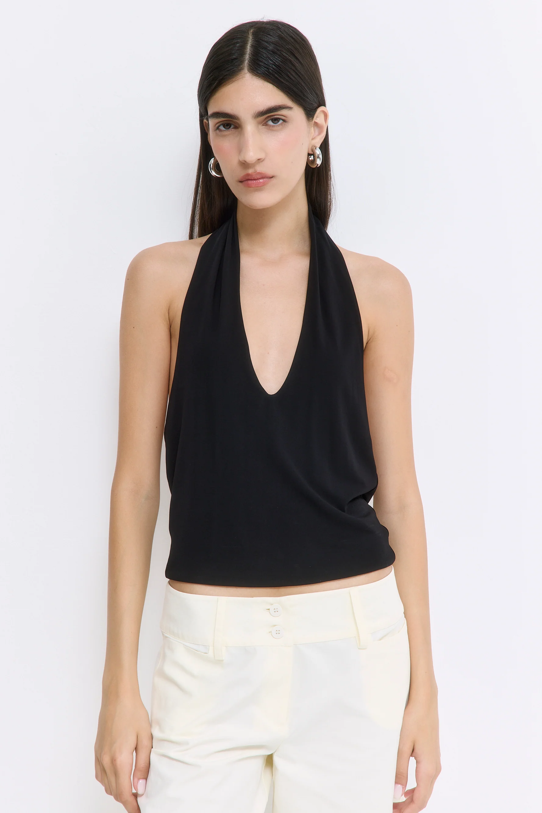 Draped Jersey Deep V Top - Image 6