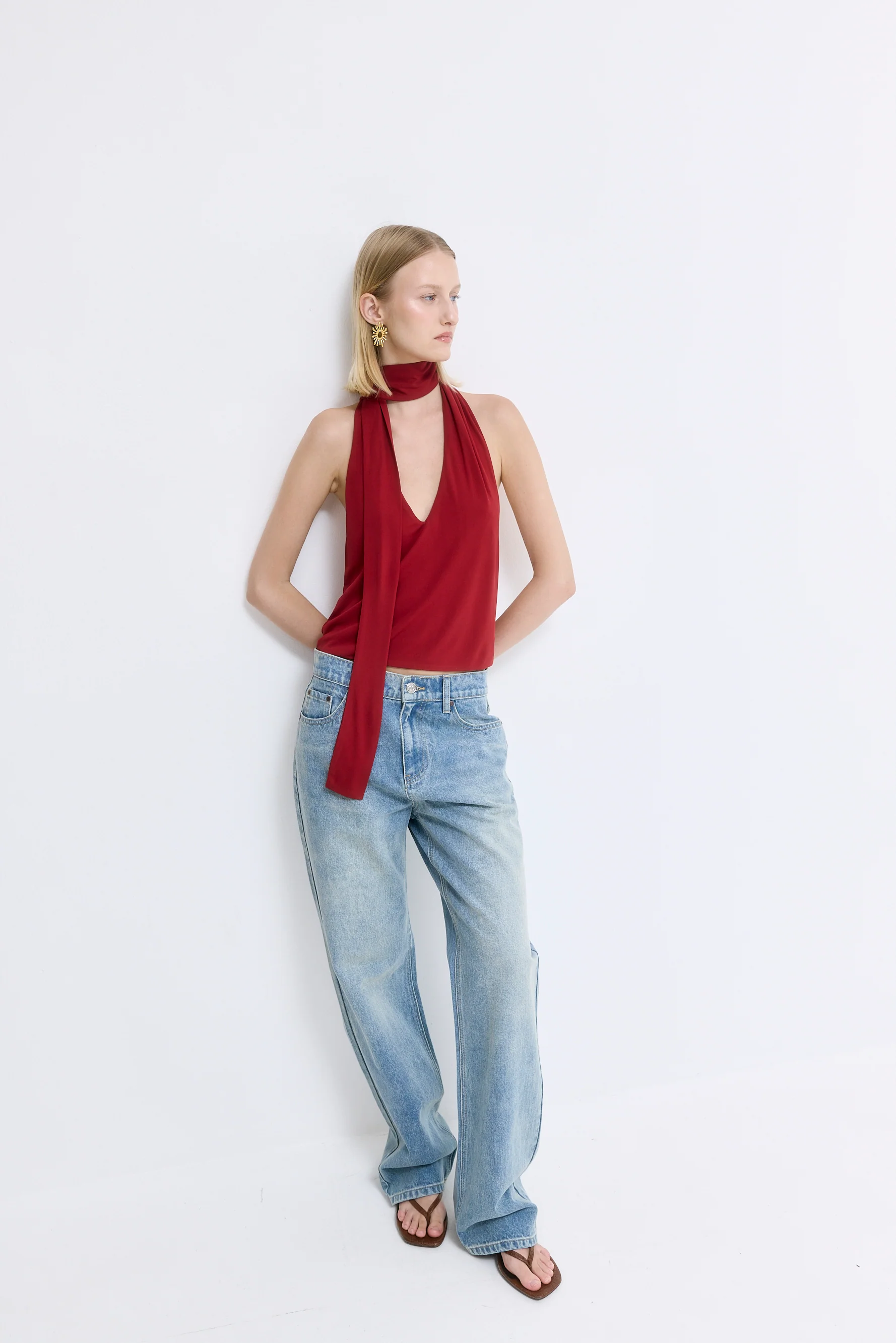 Draped Jersey Deep V Top - Image 3