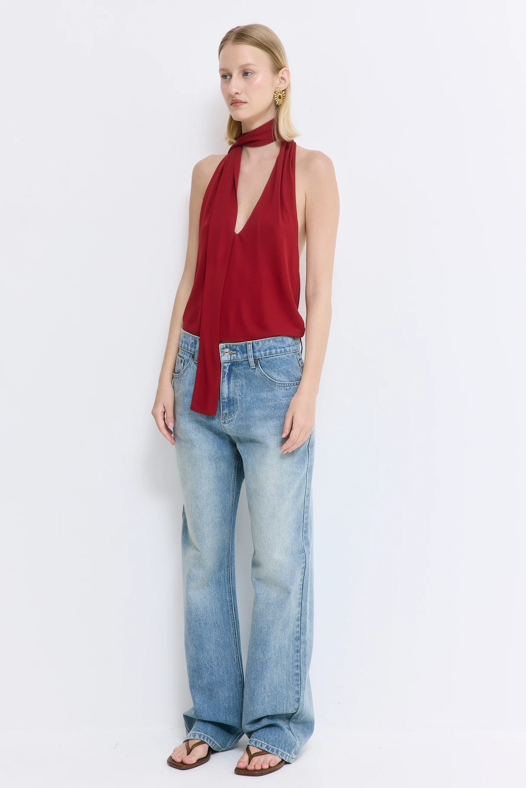 Draped Jersey Deep V Top - Image 4