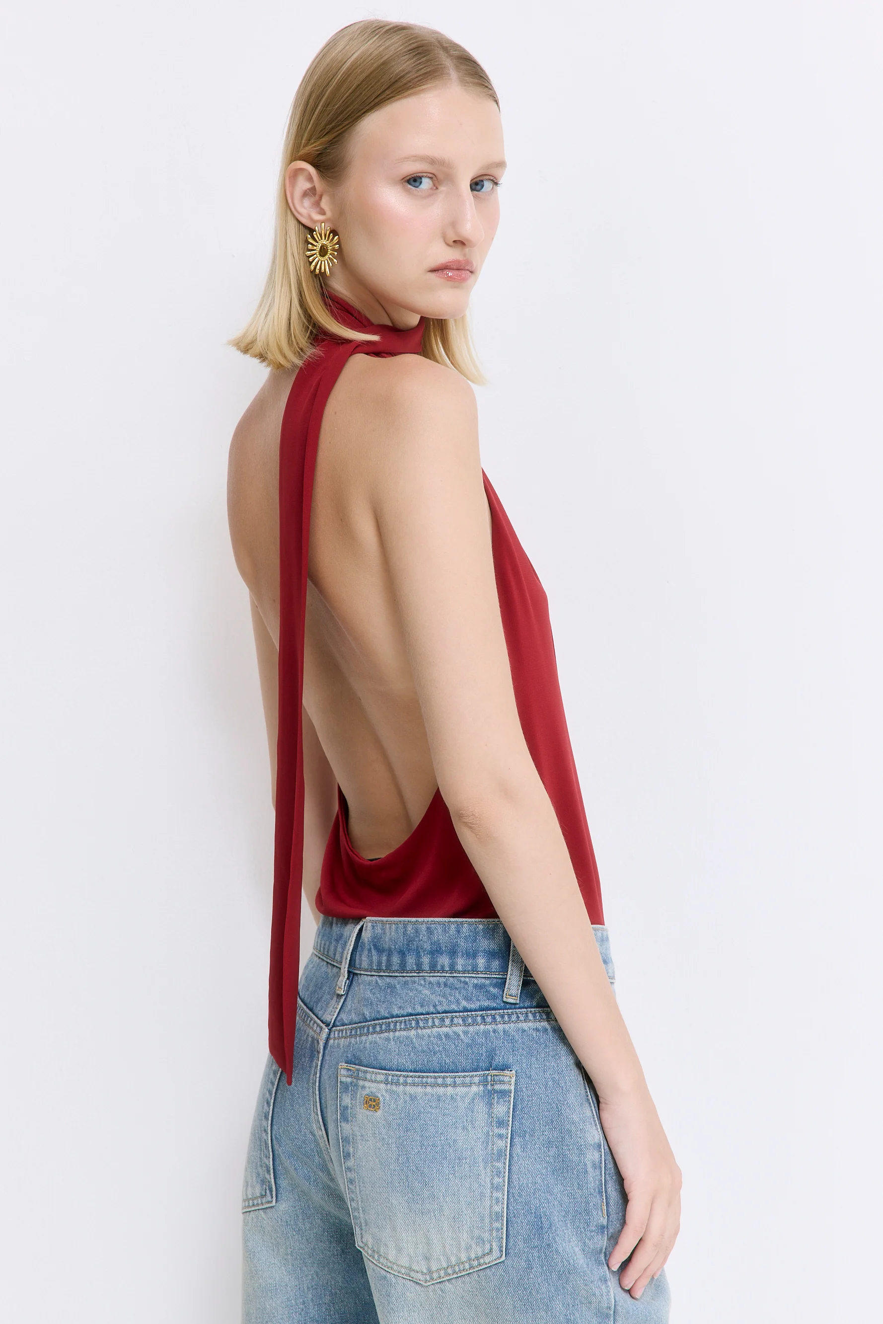Draped Jersey Deep V Top - Image 5