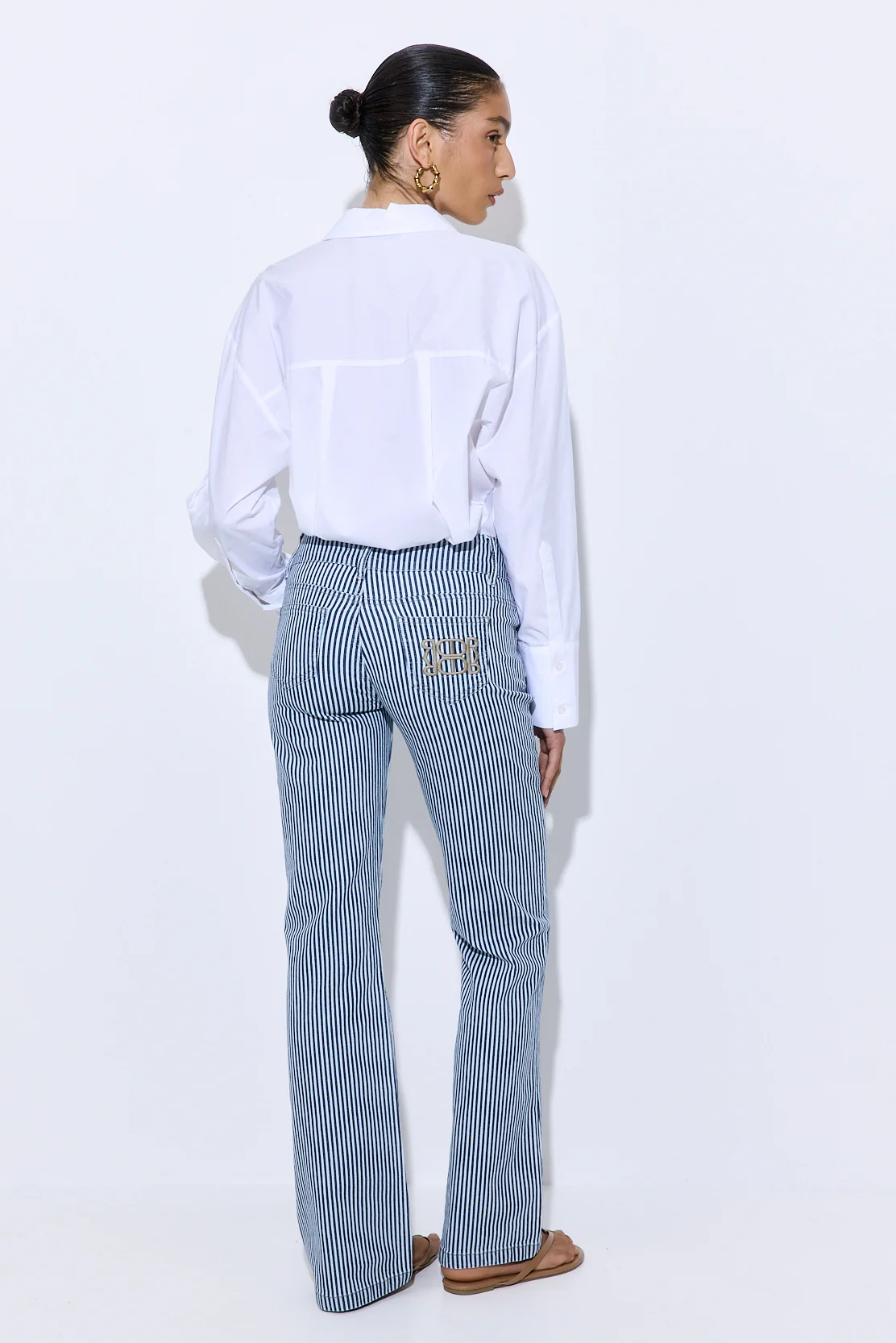 Drill Cotton Flared Leg Pants - Image 5