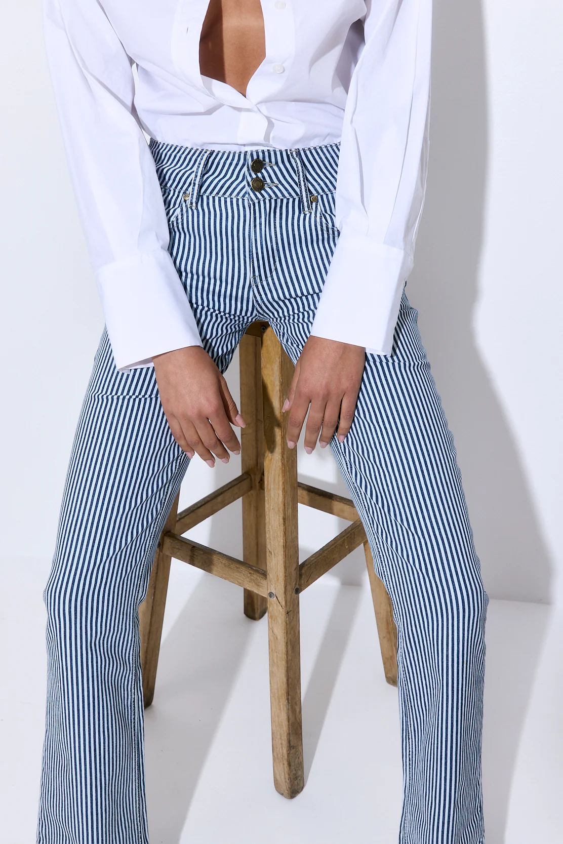Drill Cotton Flared Leg Pants - Image 6