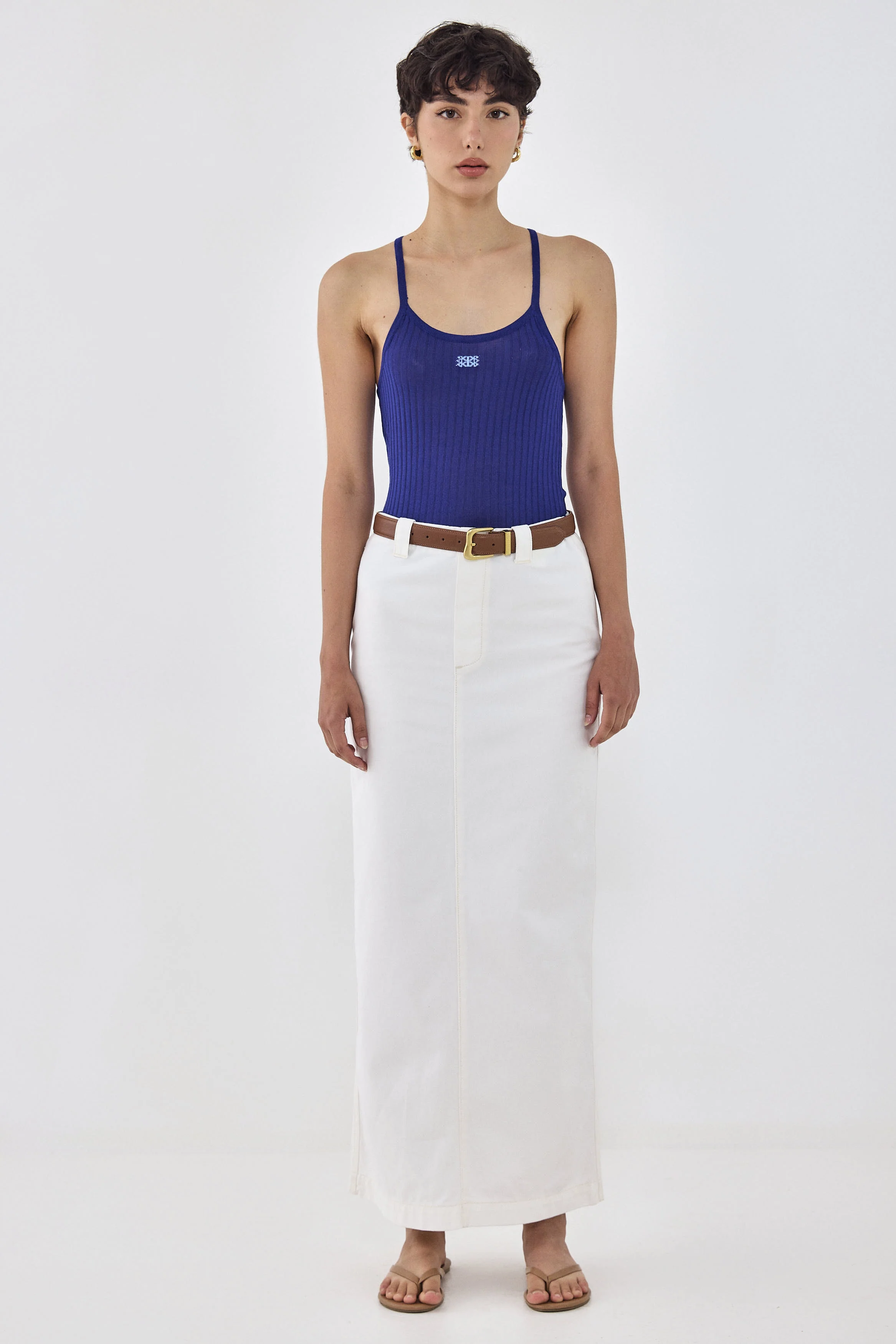 Drill Cotton Maxi Skirt
