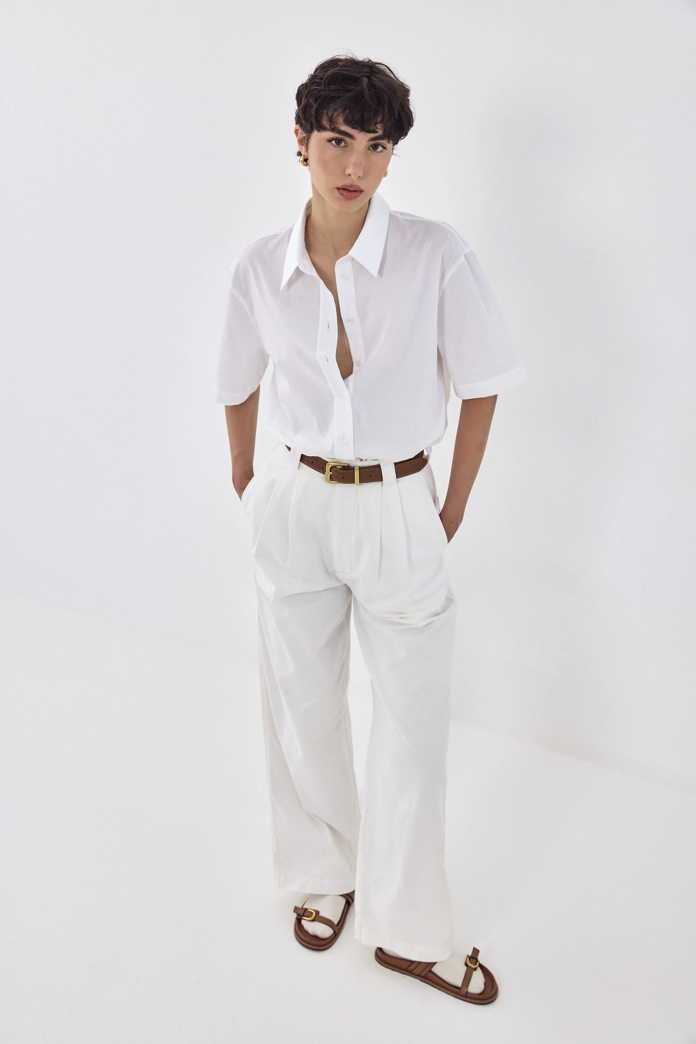 Drill Cotton Wide Leg Pants - Image 3