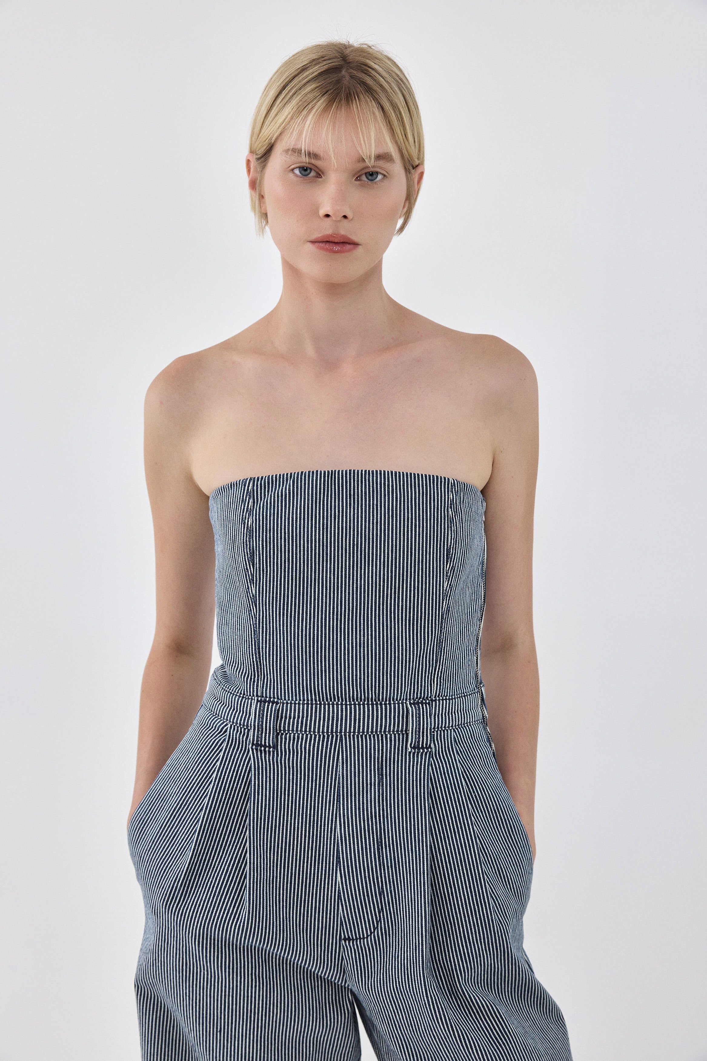 Drill Cotton Strapless Jumpsuit - Image 2