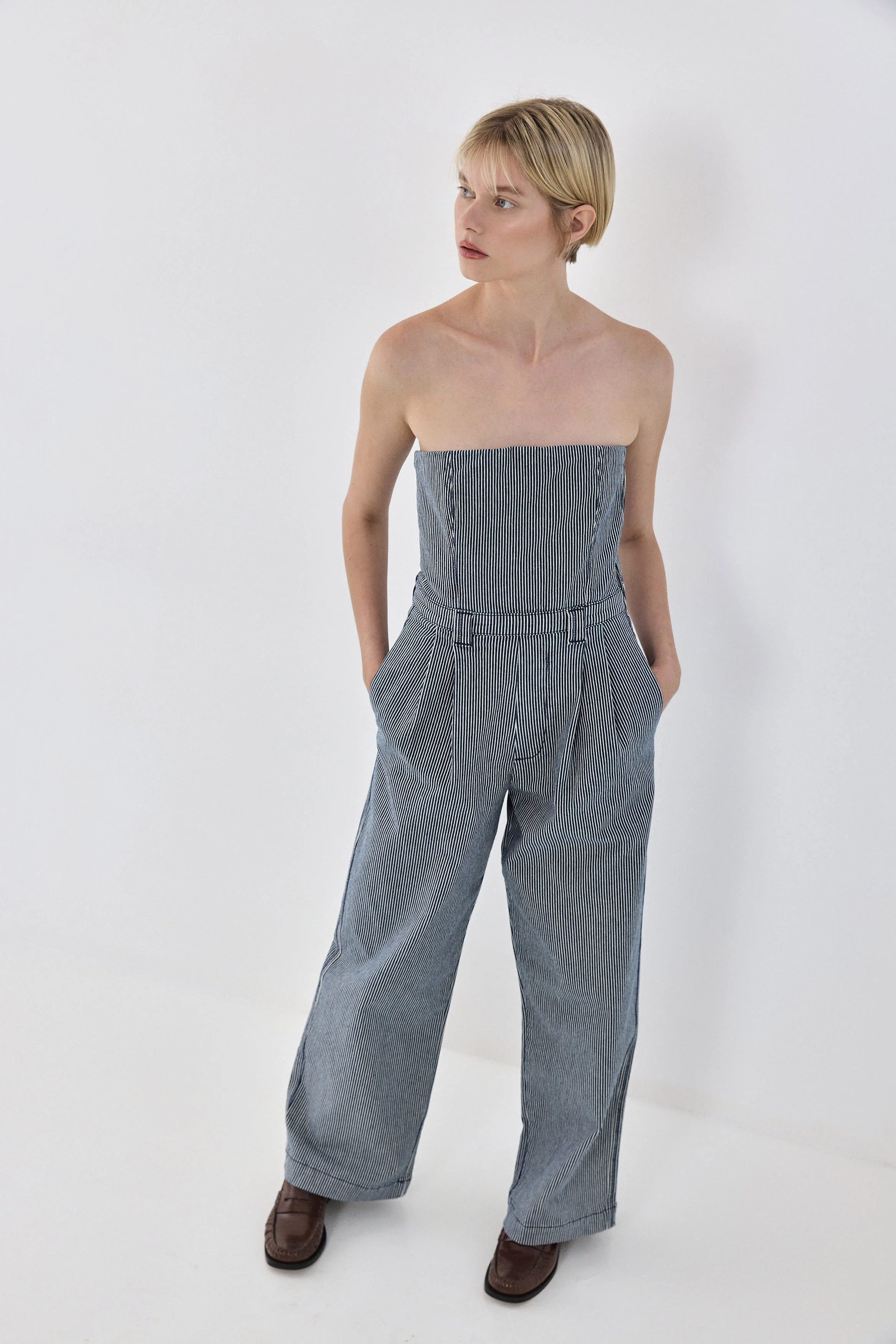 Drill Cotton Strapless Jumpsuit - Image 3