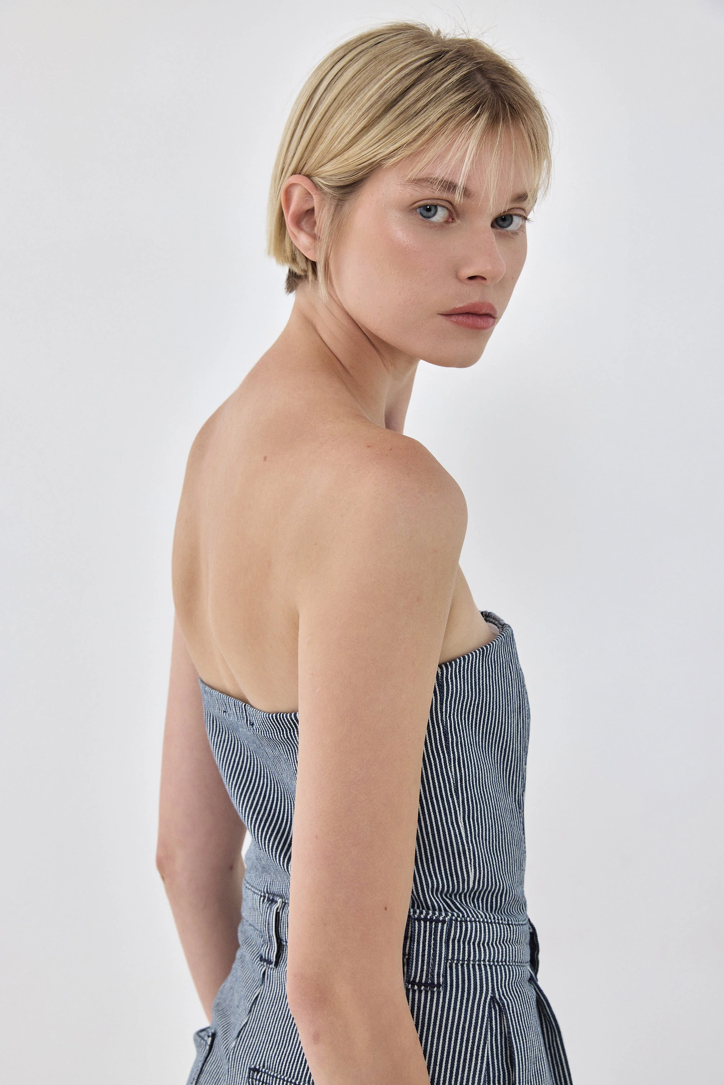Drill Cotton Strapless Jumpsuit - Image 6