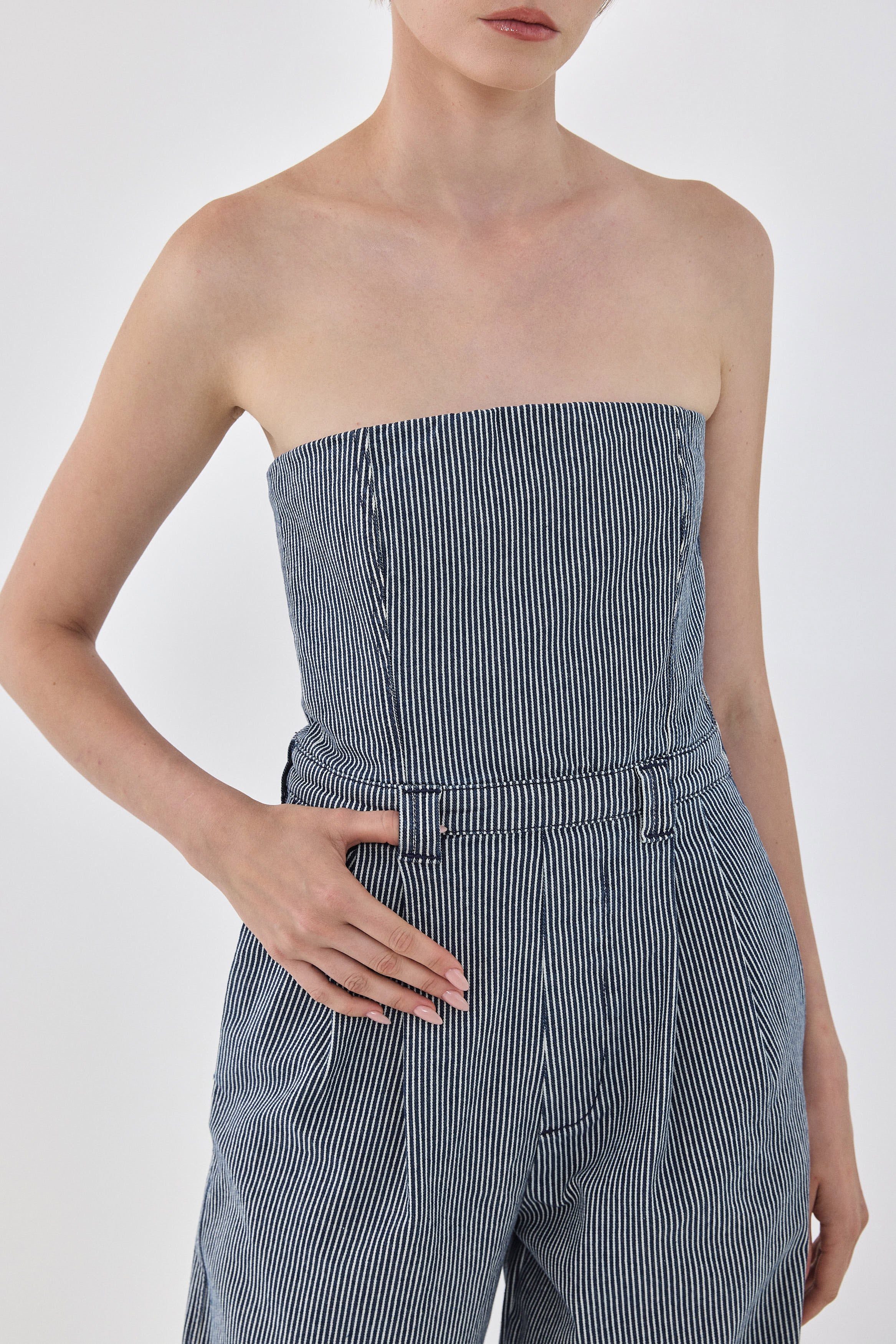 Drill Cotton Strapless Jumpsuit - Image 7