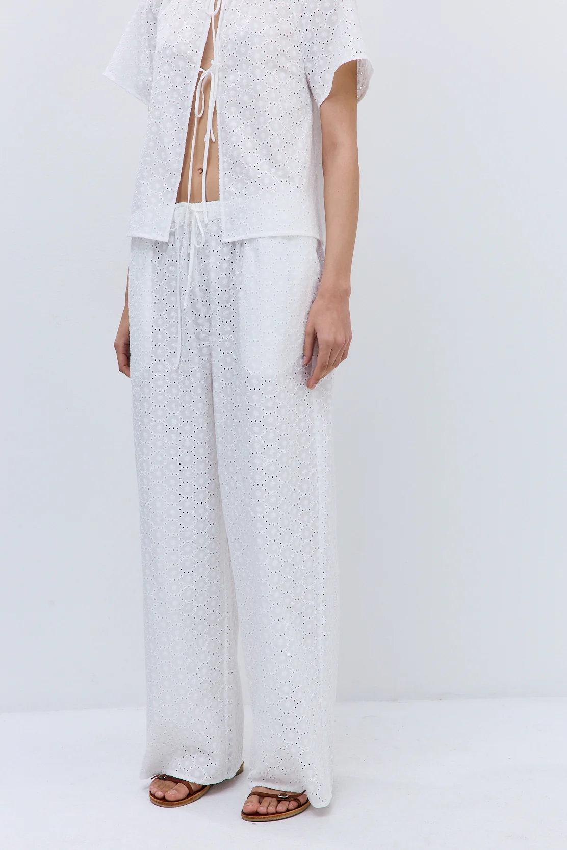 Embroidered Wide Leg Pants - Image 4