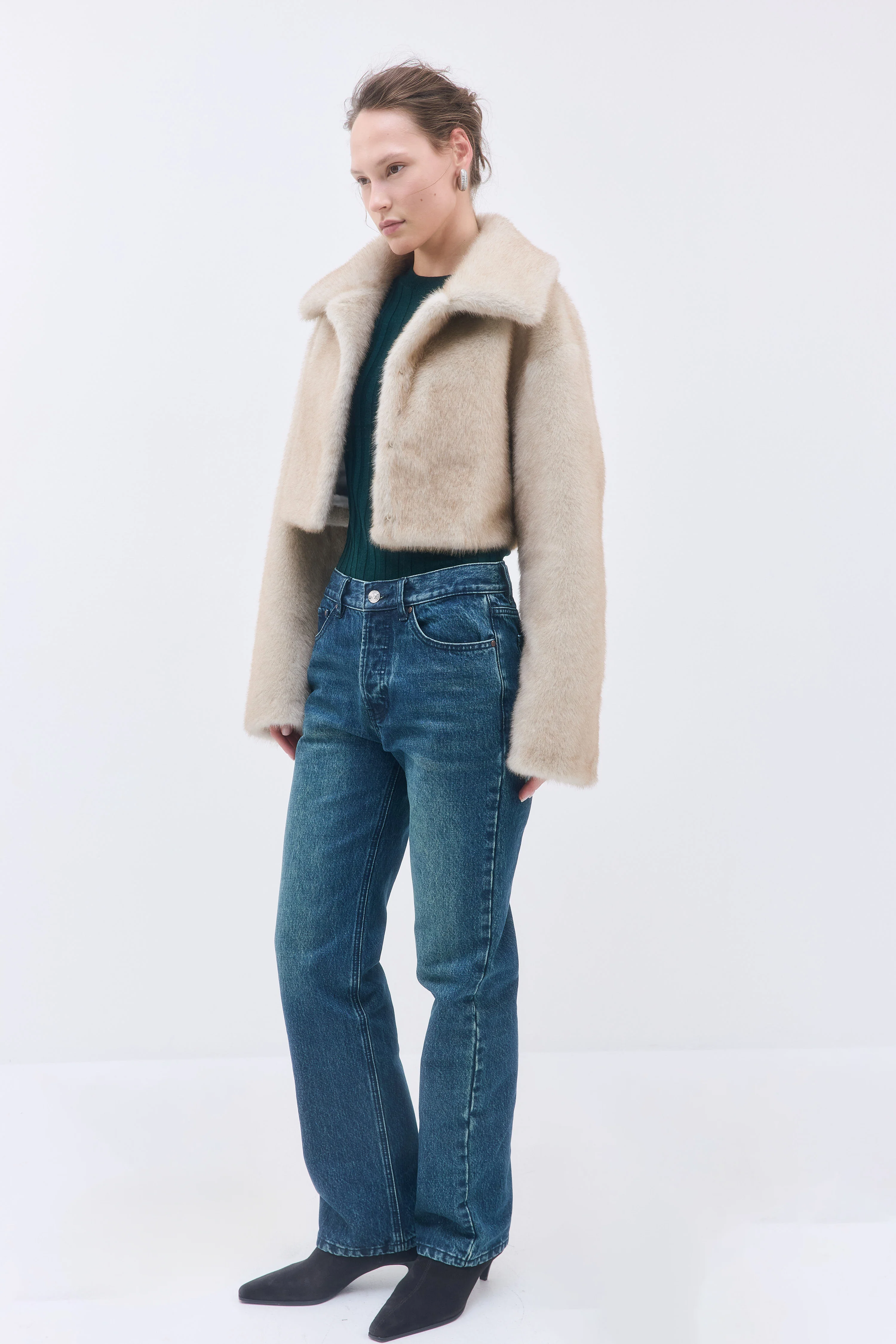 Faux Fur Cropped Coat - Image 4