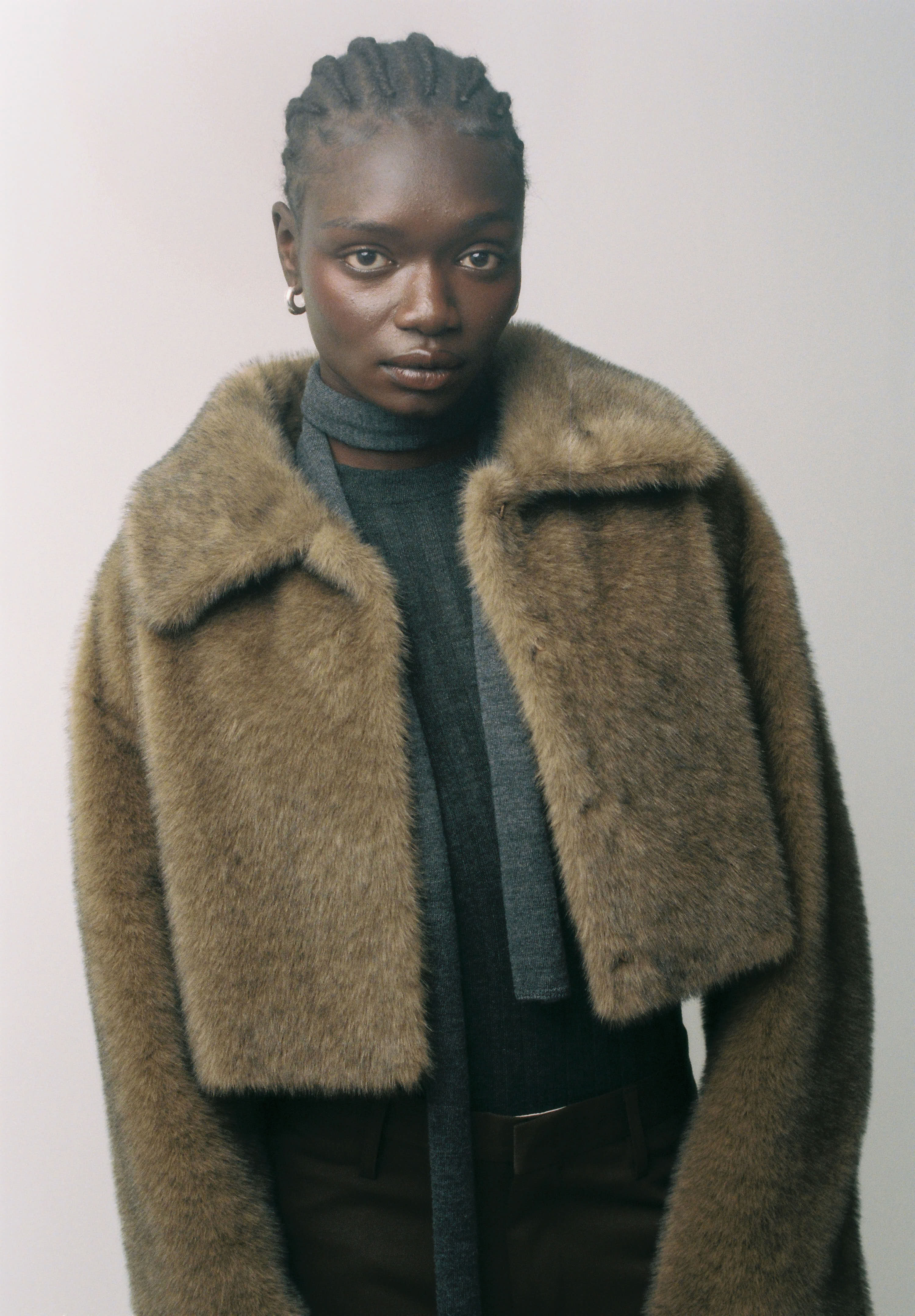 Faux Fur Cropped Coat - Image 2