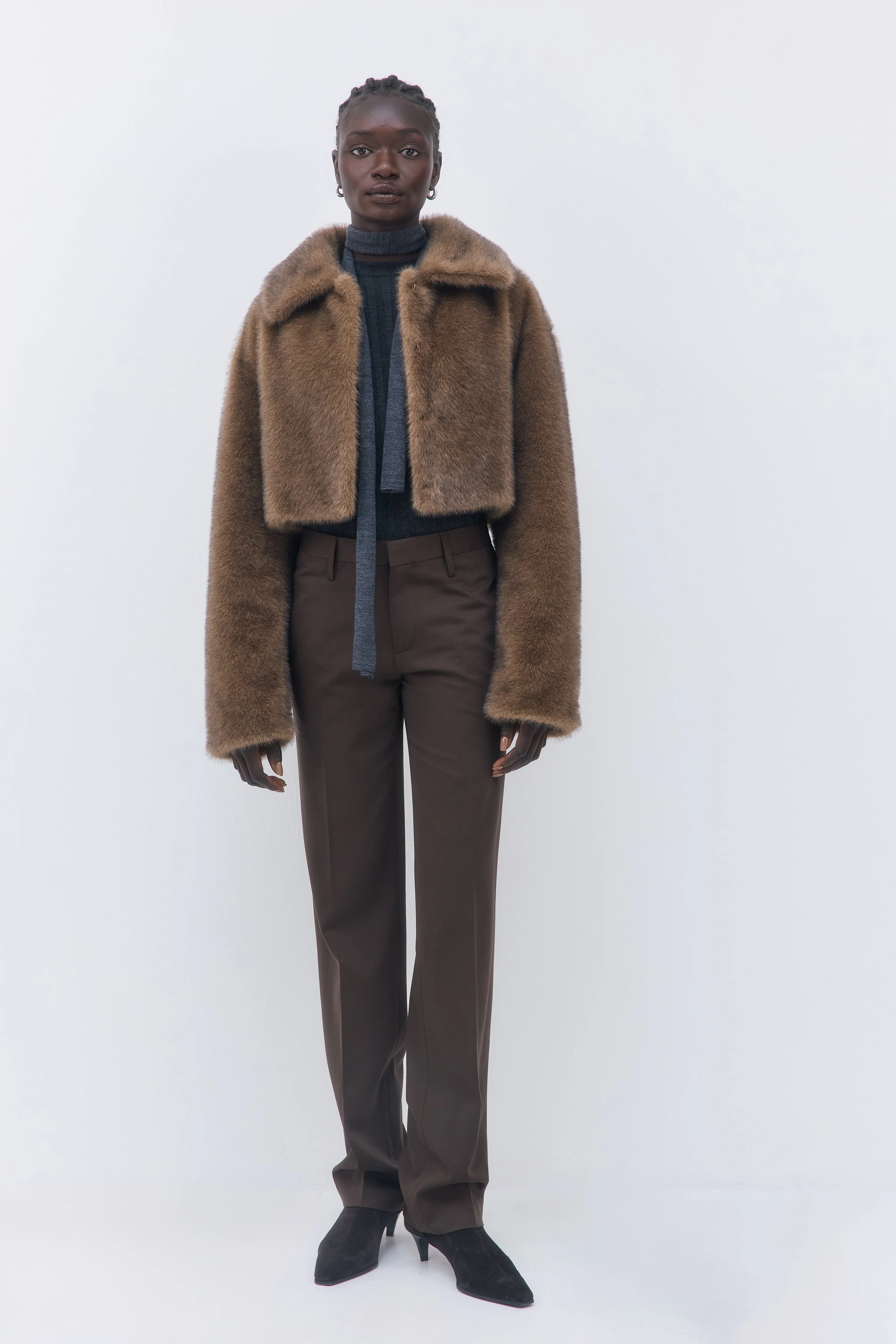 Faux Fur Cropped Coat - Image 3