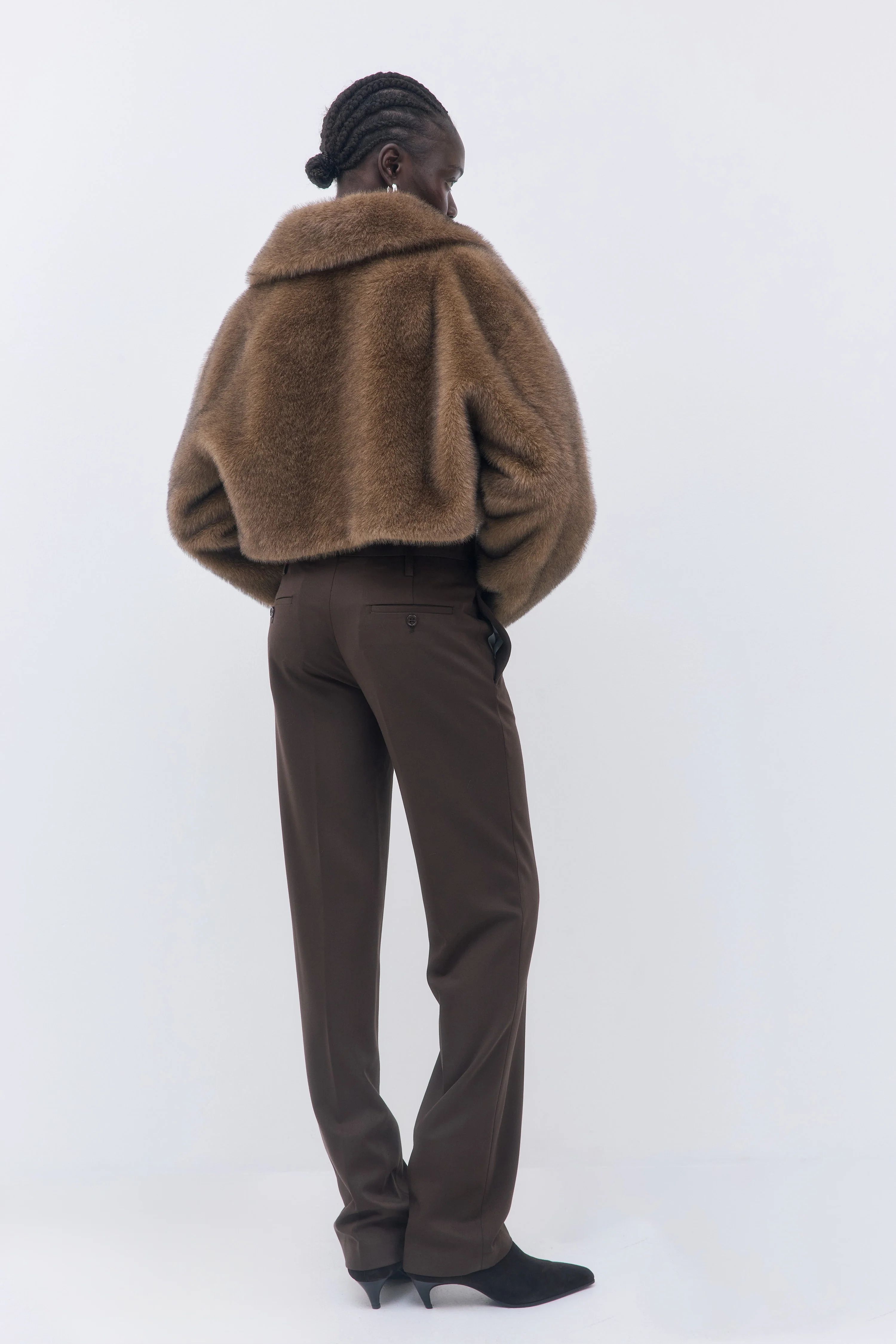 Faux Fur Cropped Coat - Image 5