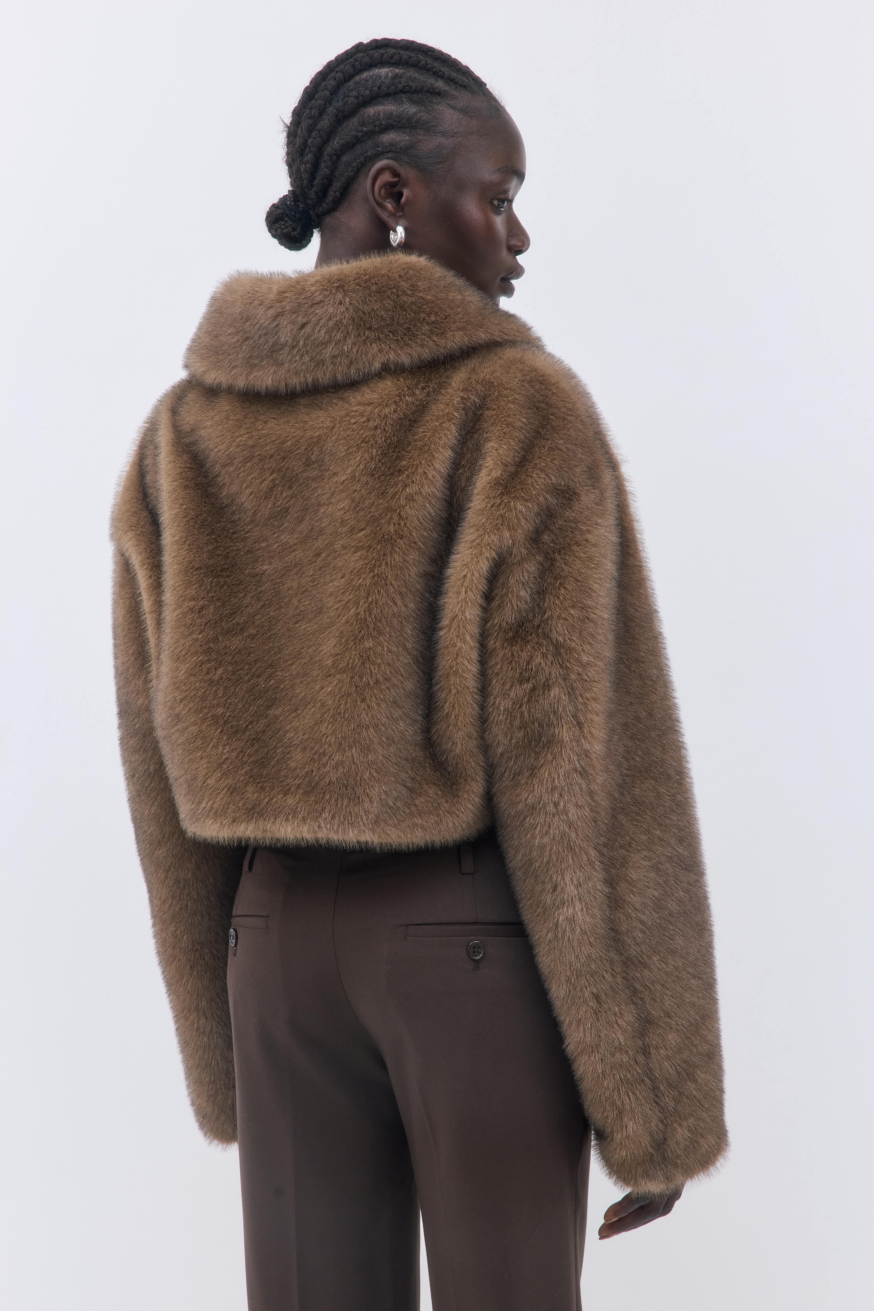 Faux Fur Cropped Coat - Image 6