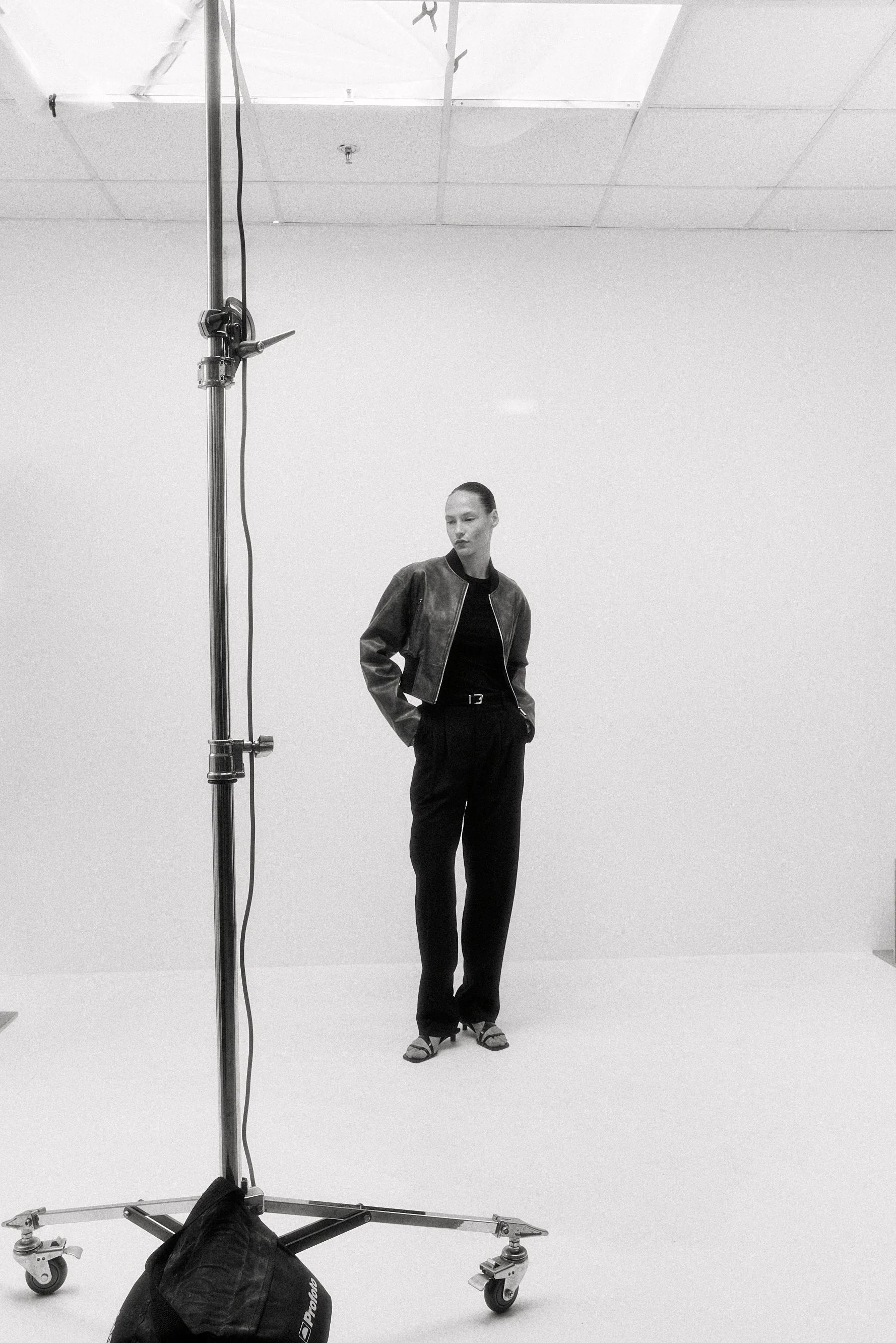 Cropped Vegan Leather Bomber Jacket - Image 8