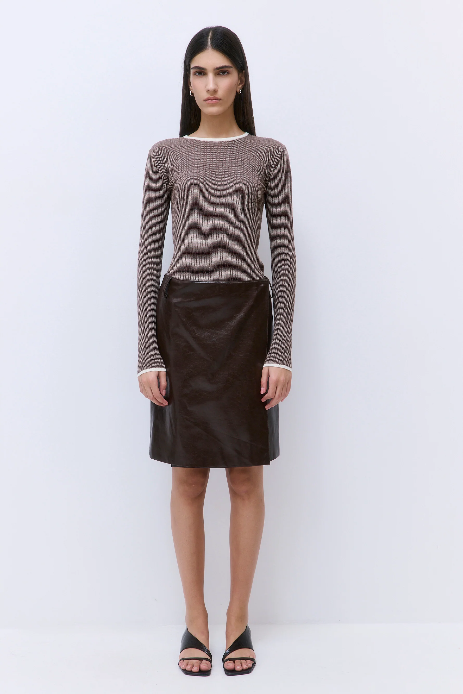 Vegan Leather Midi Wrap Skirt