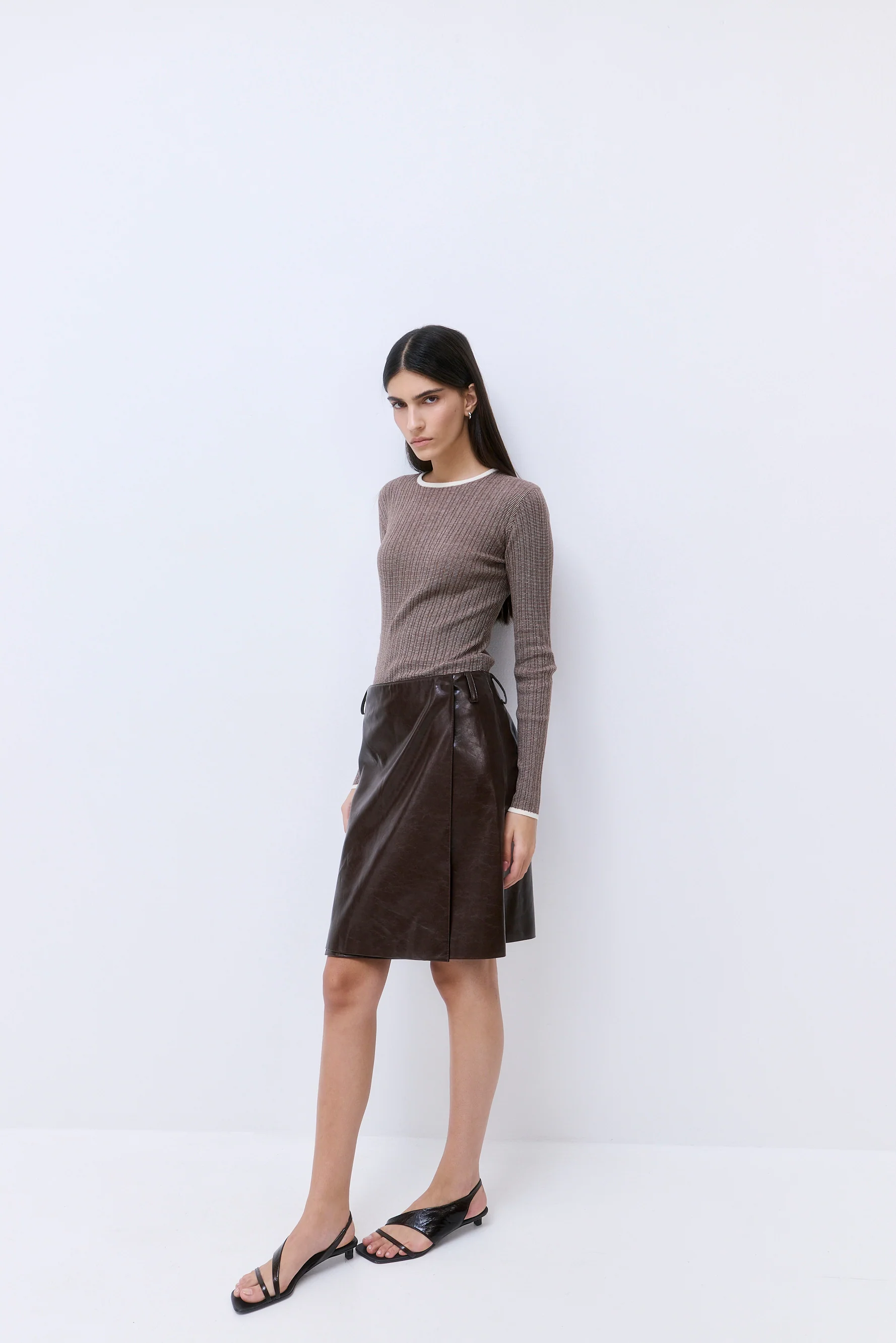 Vegan Leather Midi Wrap Skirt - Image 3