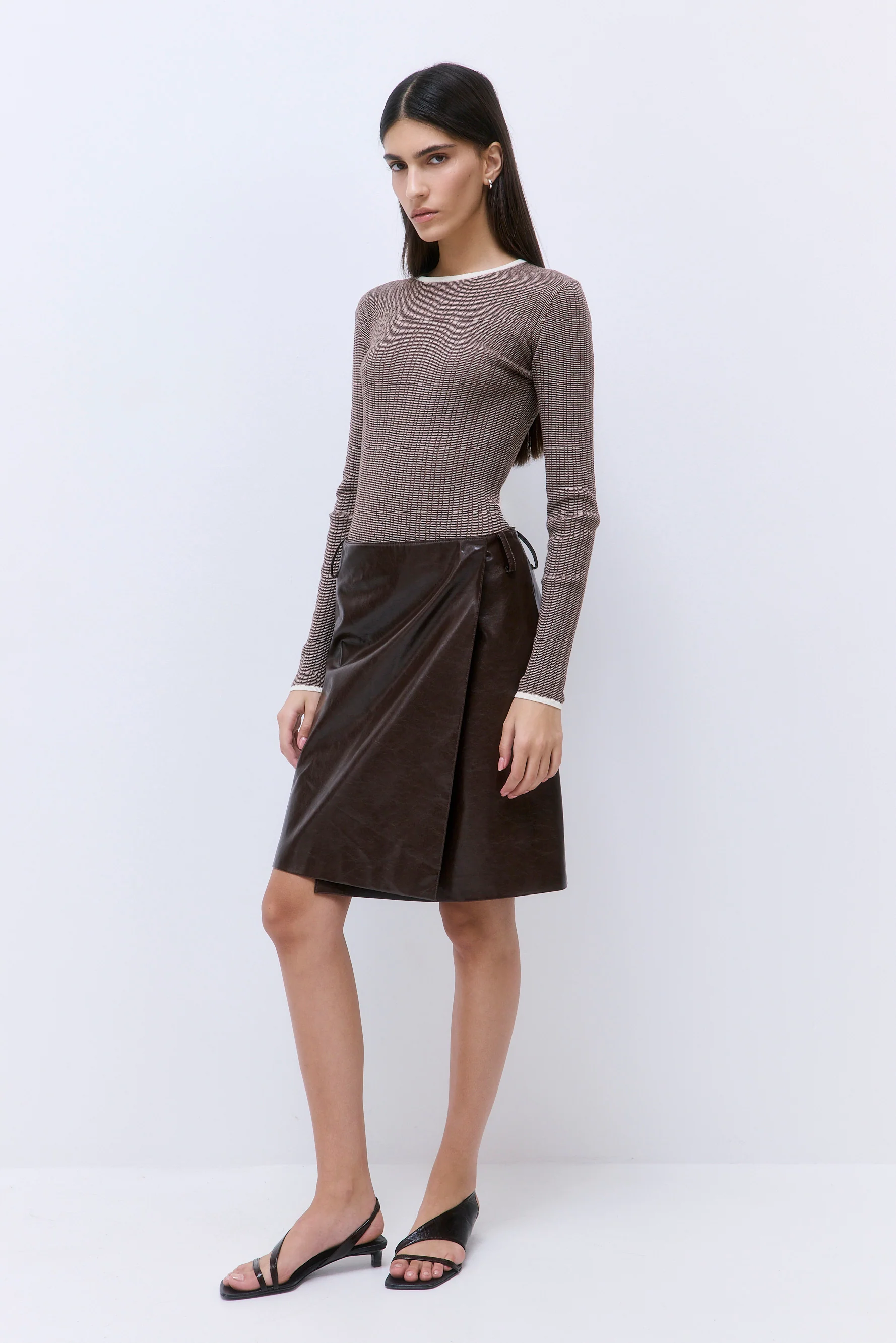 Vegan Leather Midi Wrap Skirt - Image 4