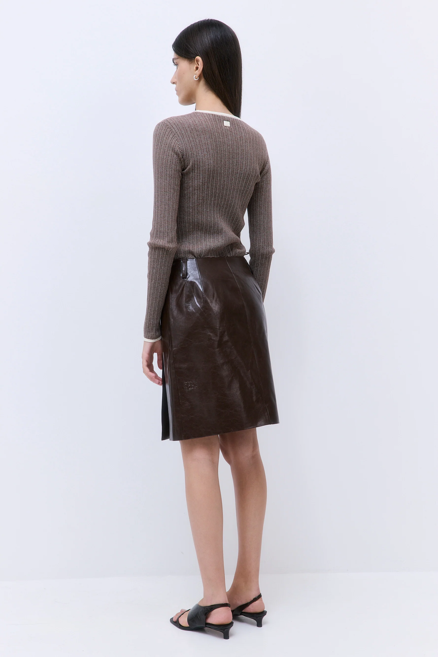 Vegan Leather Midi Wrap Skirt - Image 5