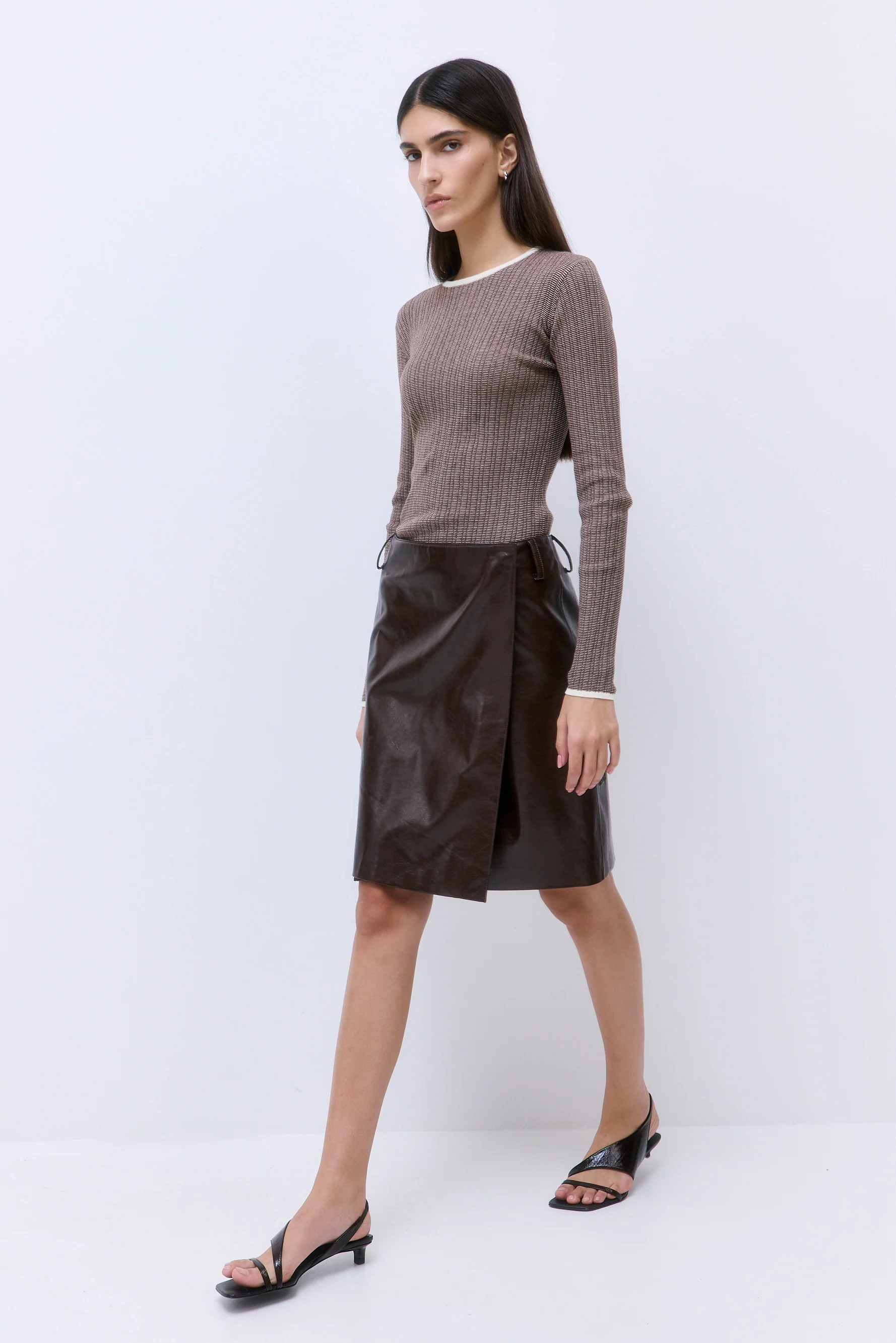 Vegan Leather Midi Wrap Skirt - Image 8