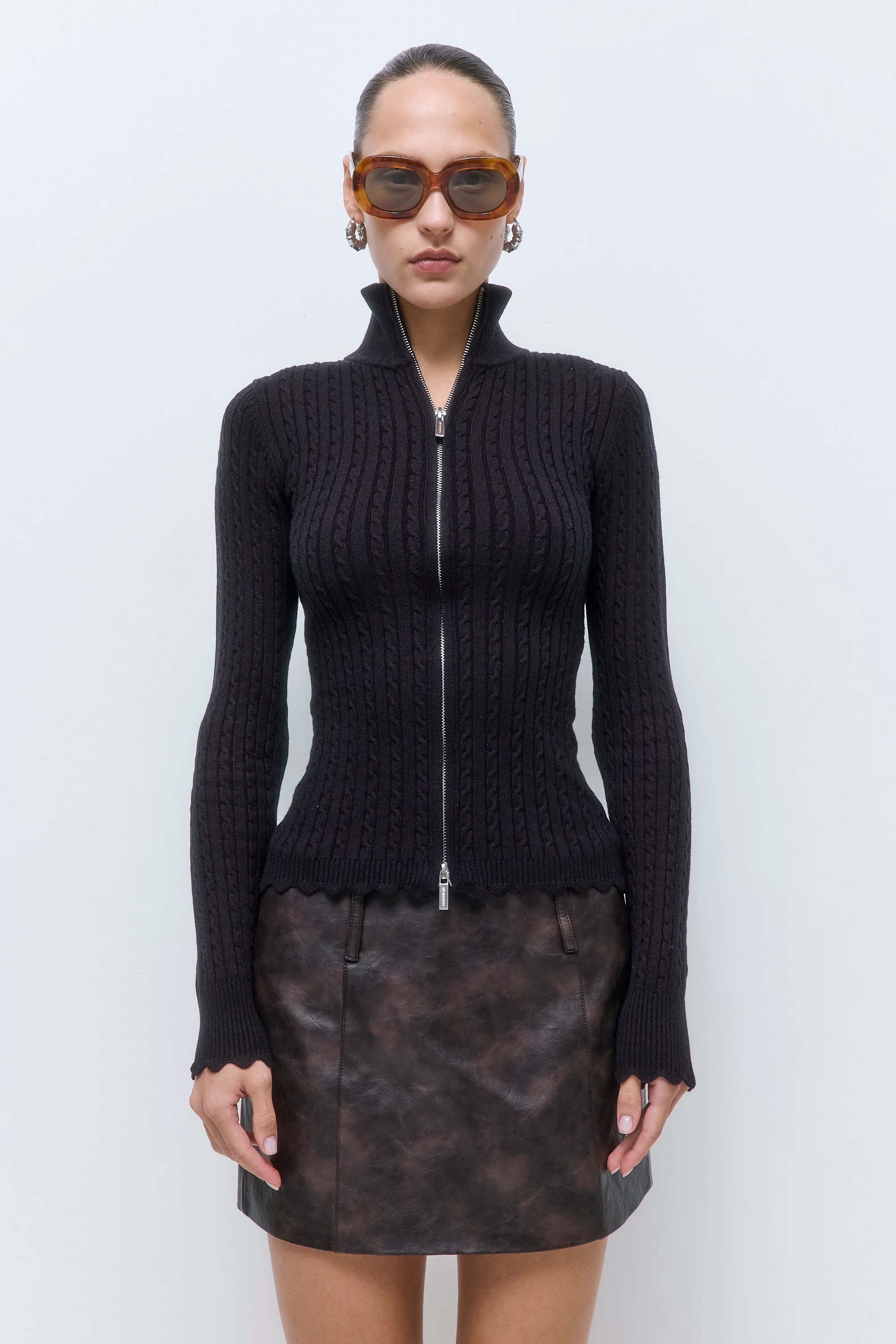 Fitted Cable Knit Cardigan