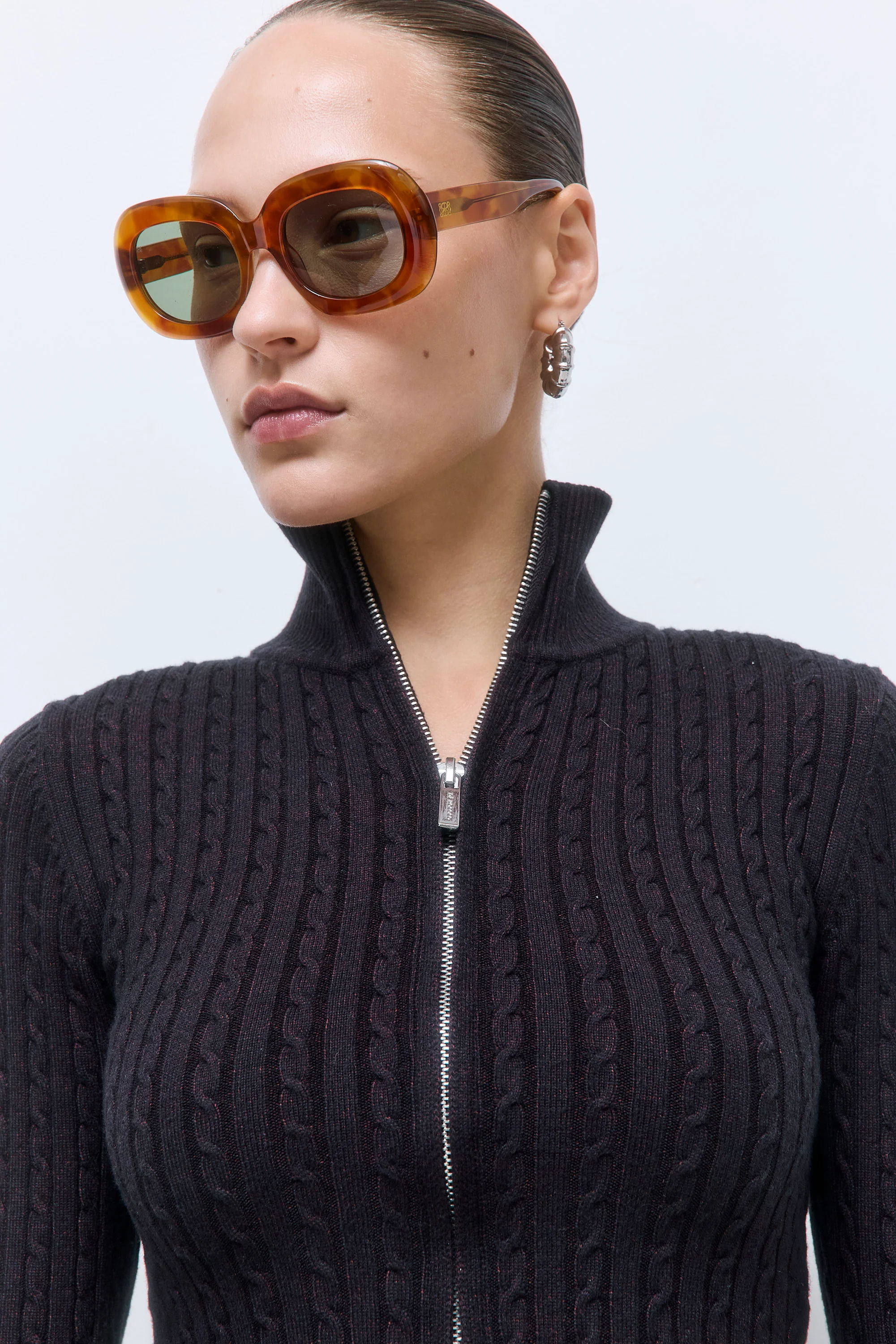 Fitted Cable Knit Cardigan - Image 7