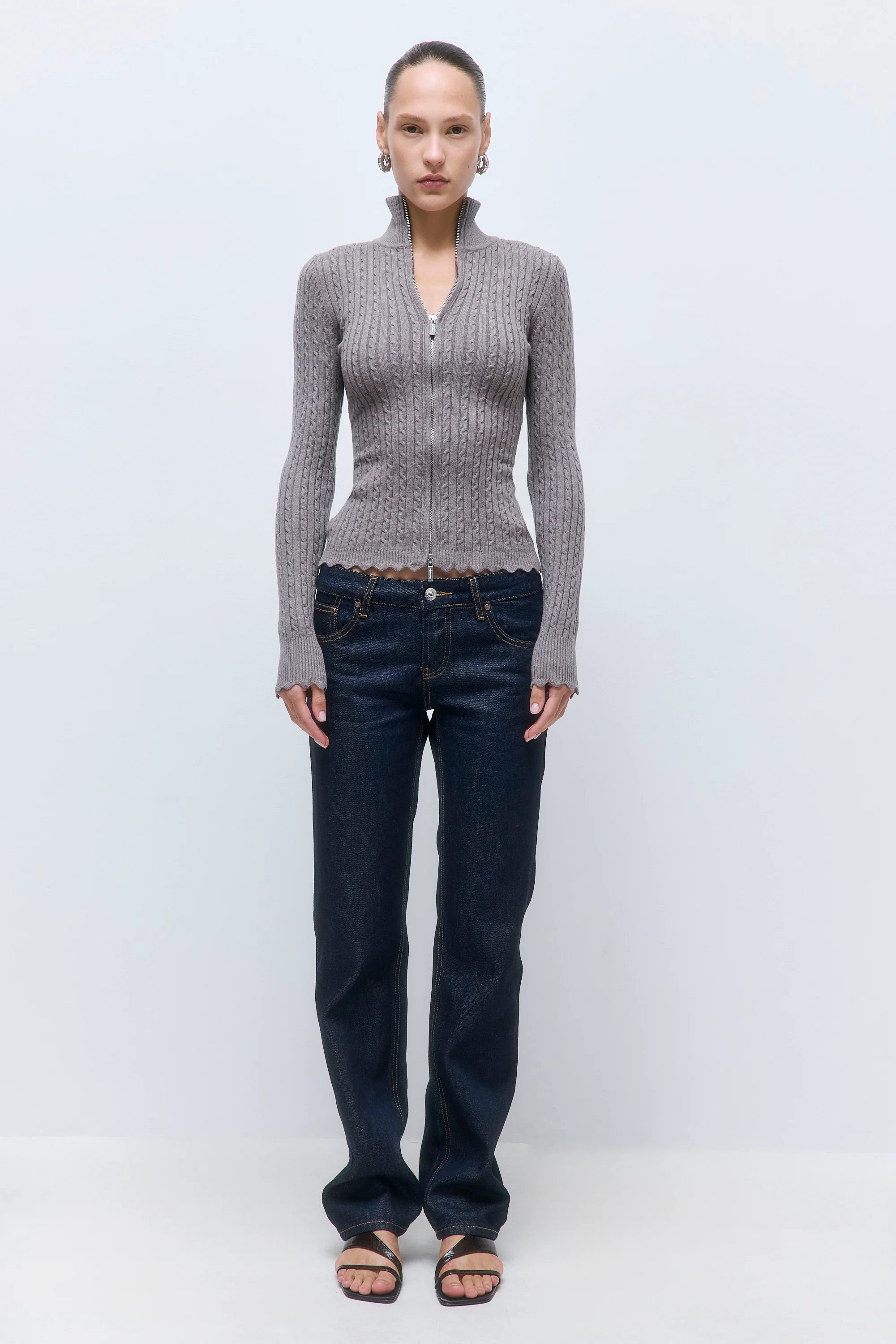 Fitted Cable Knit Cardigan - Image 2