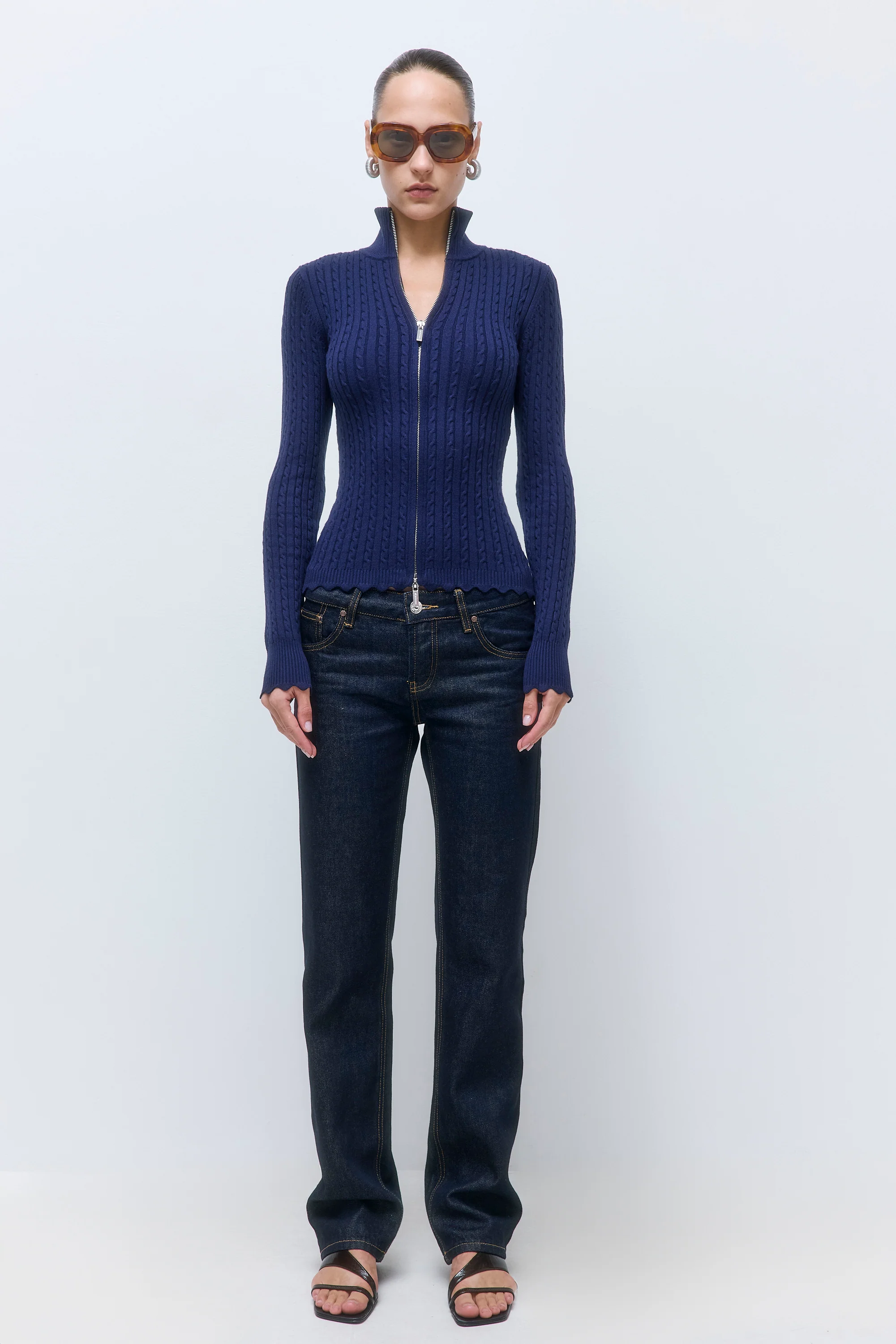 Fitted Cable Knit Cardigan - Image 2