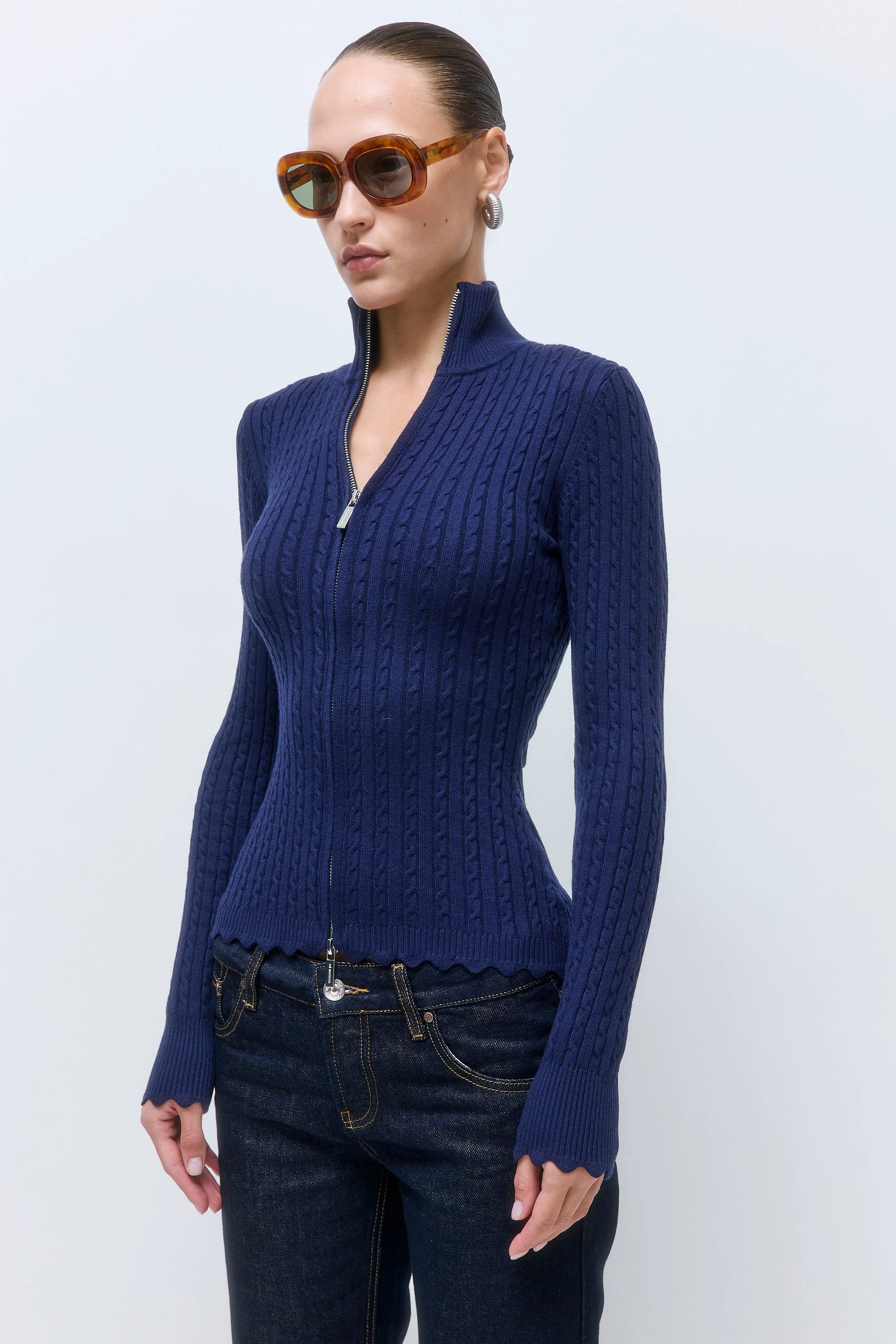 Fitted Cable Knit Cardigan - Image 4