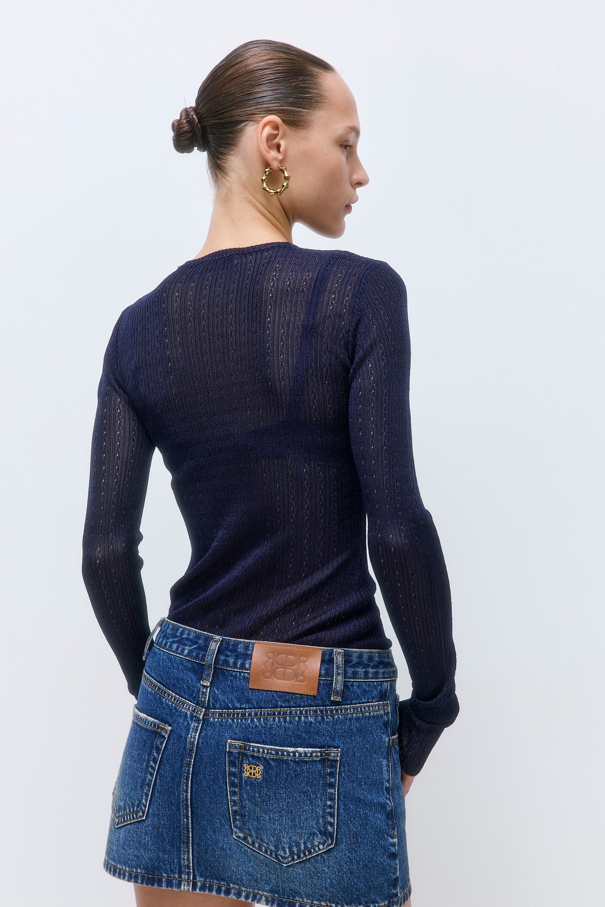 Semi Sheer Crochet Crewneck - Image 5