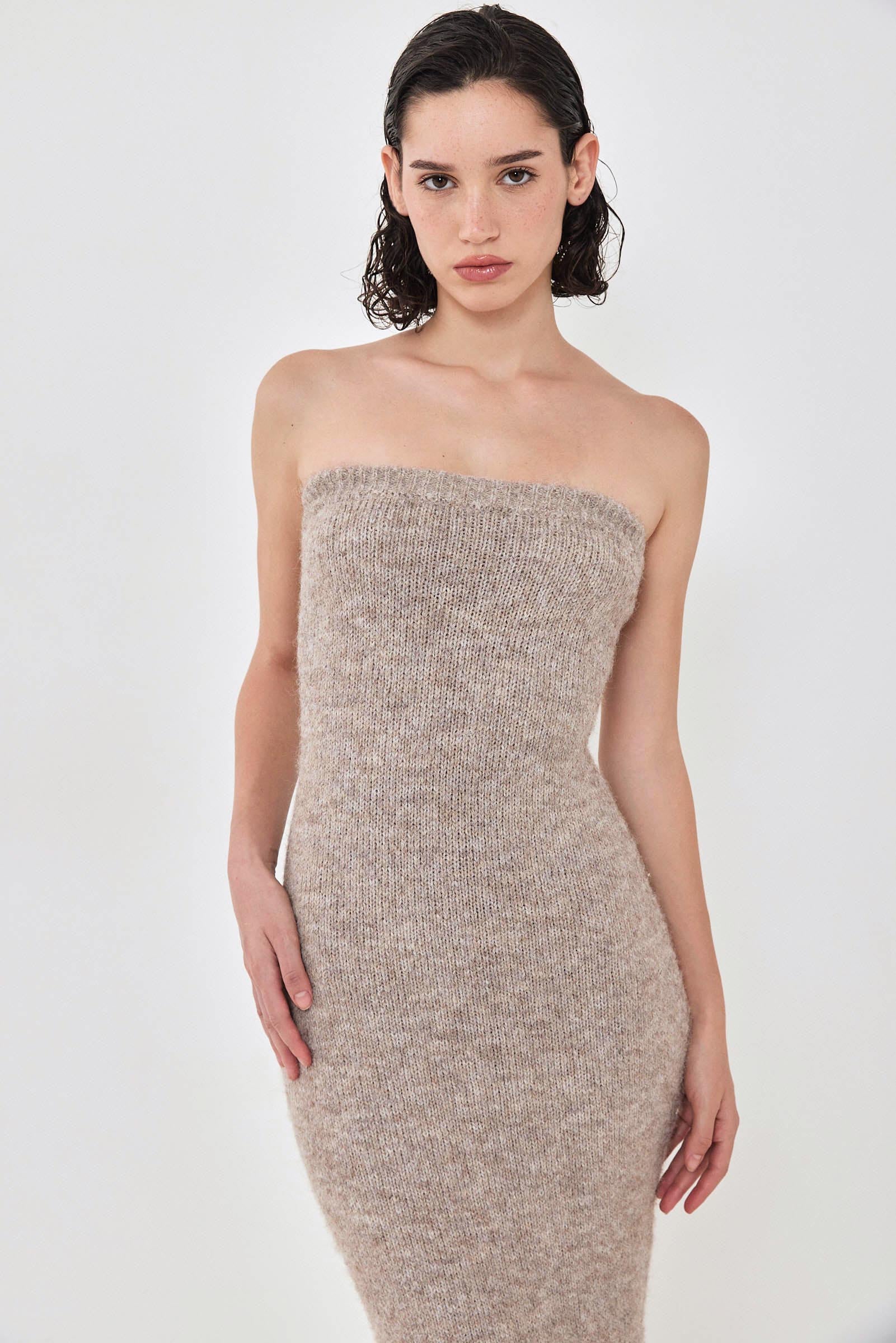 Fuzzy Strapless Maxi Dress - Image 2