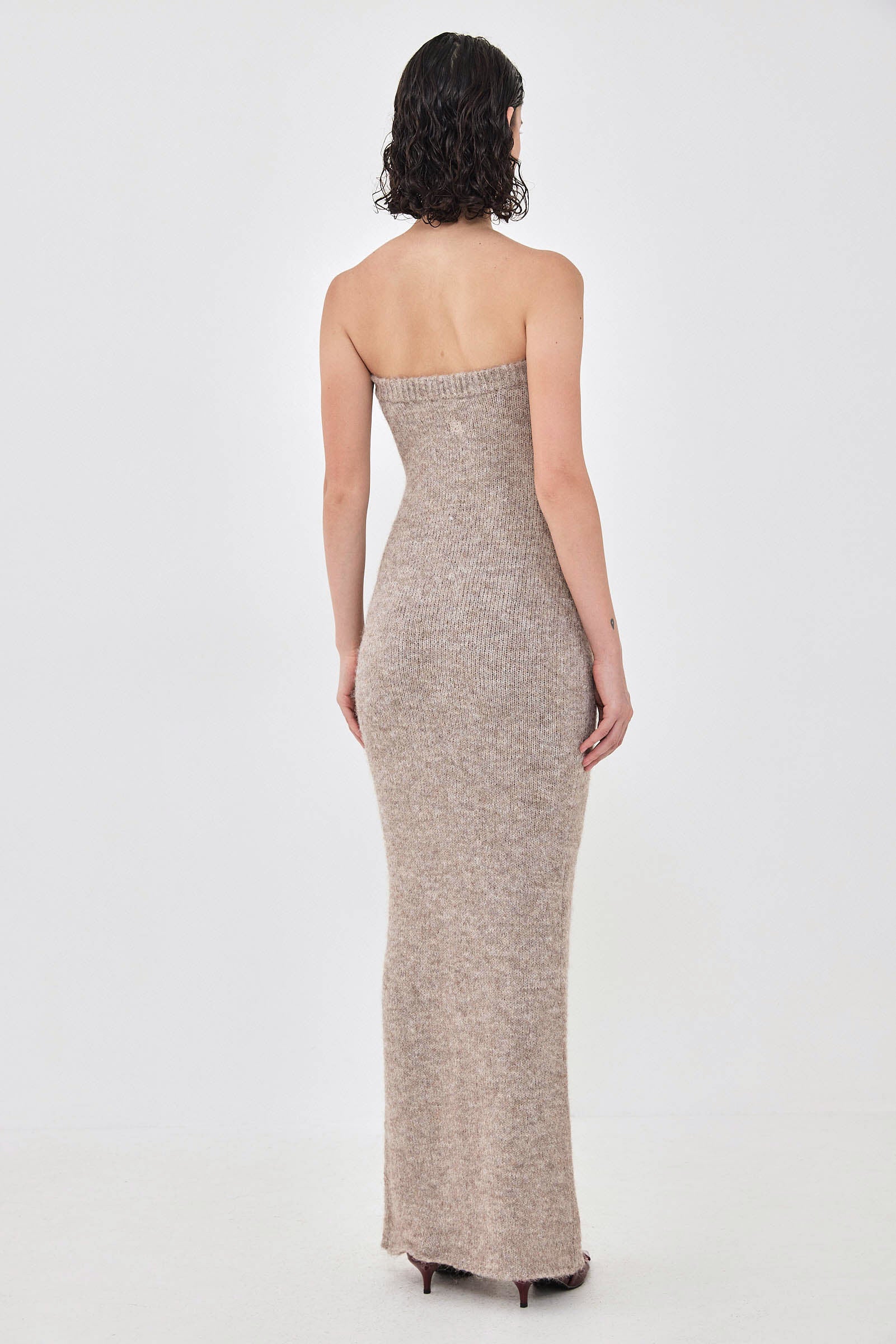 Fuzzy Strapless Maxi Dress - Image 5