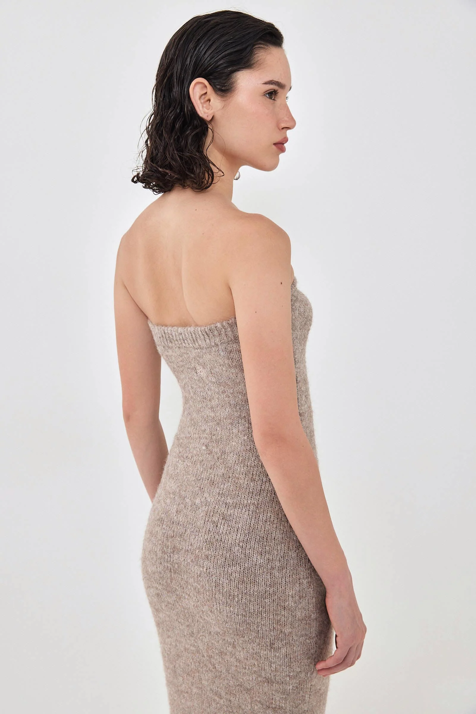 Fuzzy Strapless Maxi Dress - Image 6