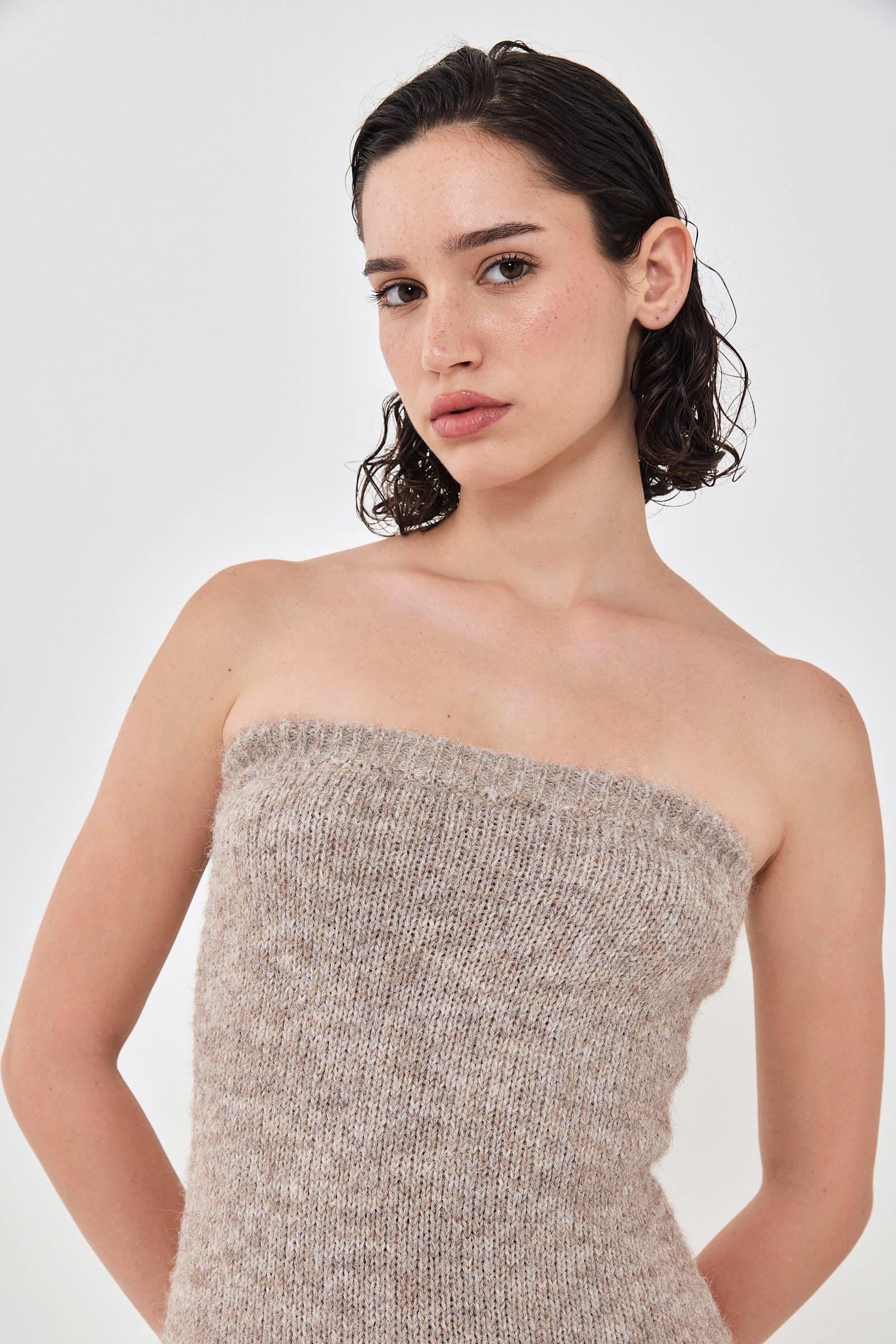 Fuzzy Strapless Maxi Dress - Image 8
